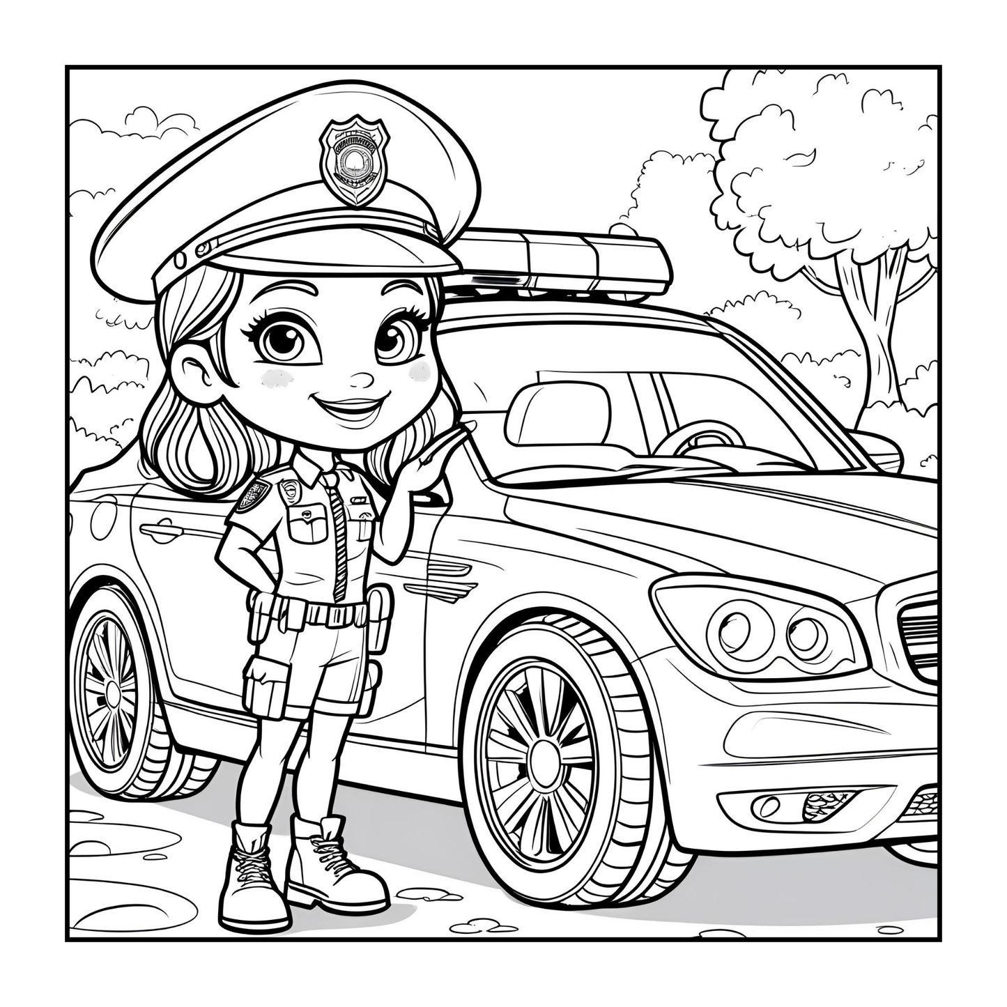 Cool Police Officer Coloring Book Gift for Adults Kids Boys Girls Teens 50 Pages Single Sided Police Coloring Activity Book for Children