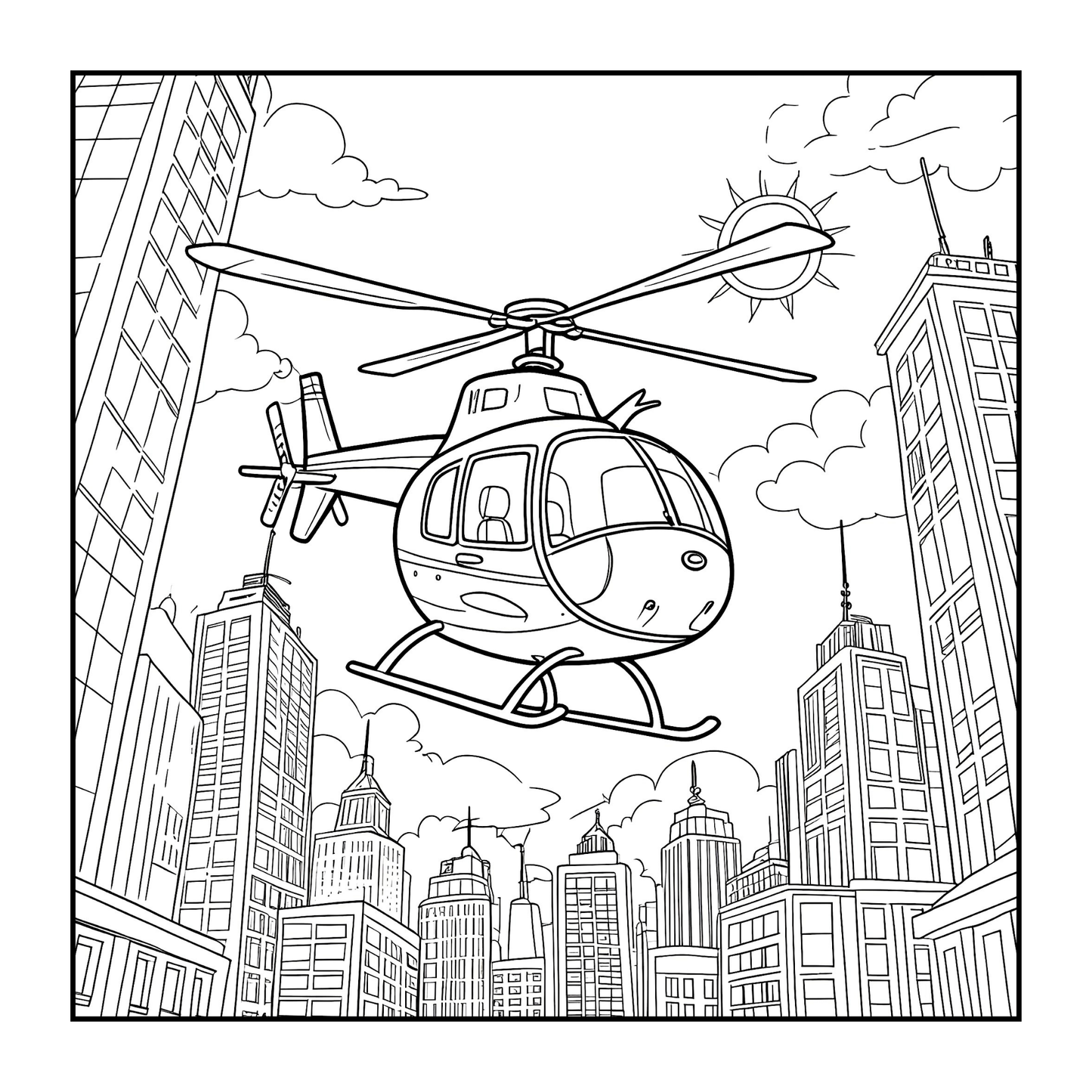 Helicopter Coloring Book Gift for Adults Kids Boys Girls Teens Bold and Easy 50 Pages Single Sided Coloring Activity Book for Children