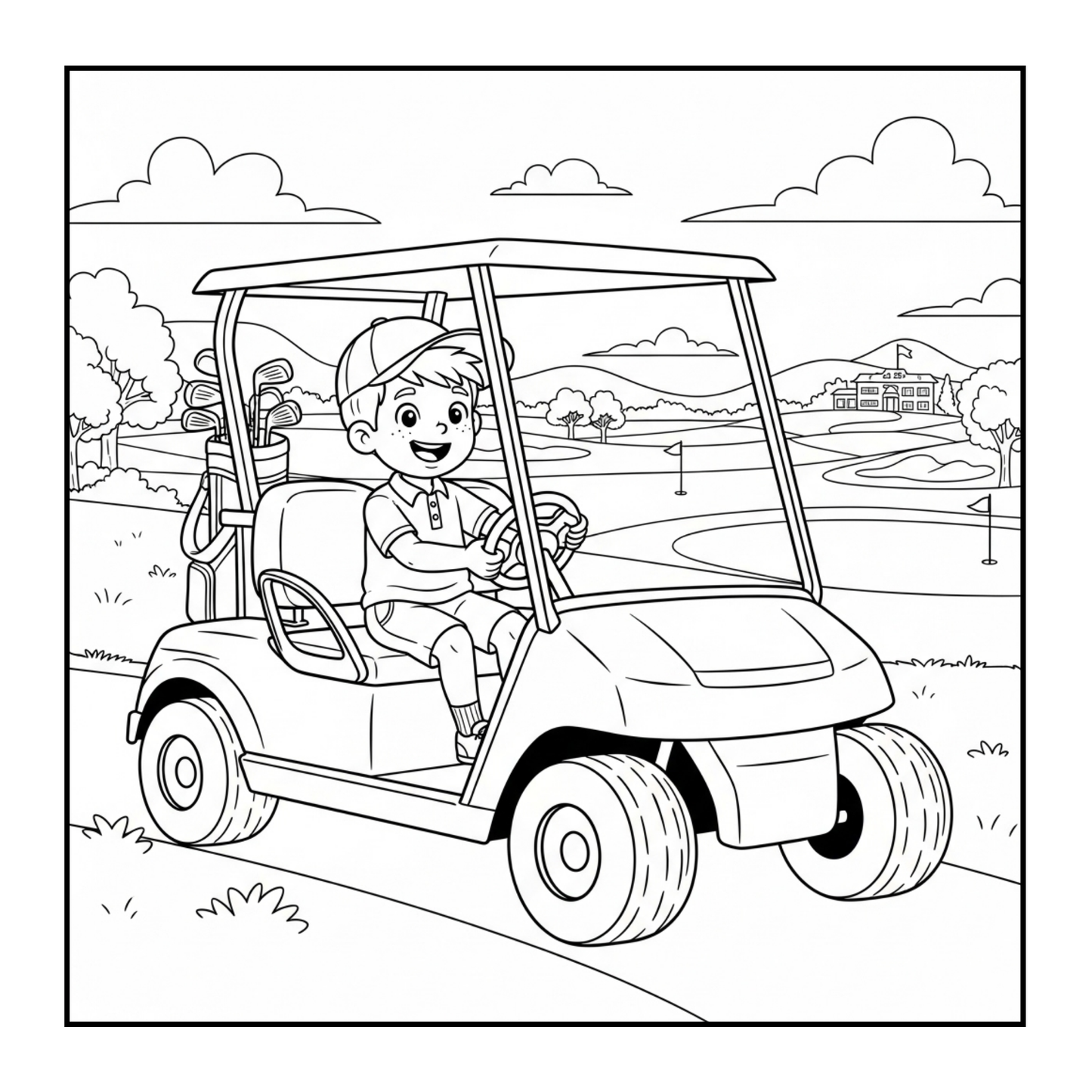 Golf Player Golfer Coloring Book for Adults Men Women Kids Boys Girls Teens Youth Single Sided Golfing Coloring Activity Book for Children