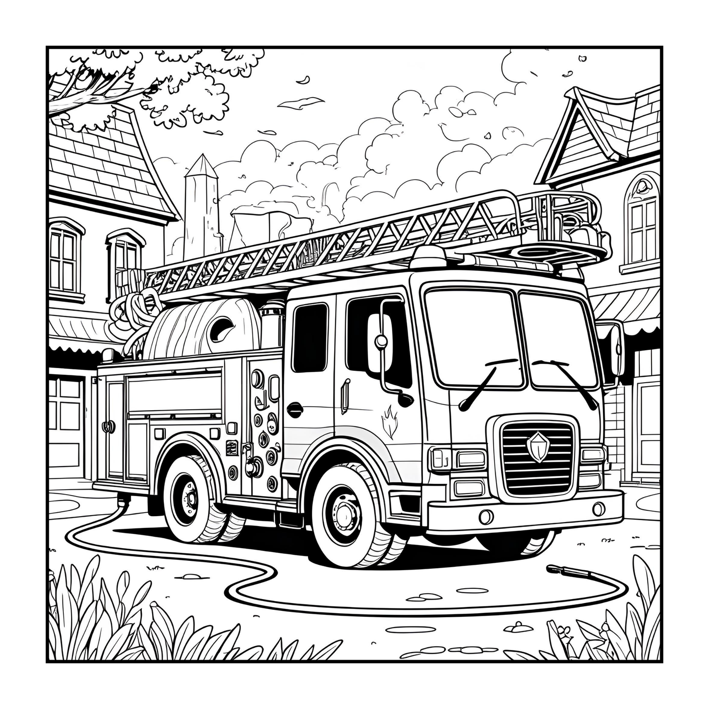 Cool Firefighter Coloring Book Gift for Adults Men Women Kids Boys Girls Teens 50 Pages Single Sided Fire Truck Fireman Firewoman Coloring