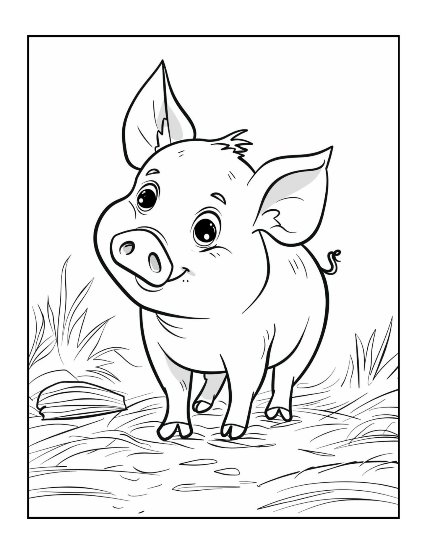 50 Pages Single Sided Cute Pig Coloring Book Gift for Adults Men Women Kids Young Boys Girls Teens Bold and Easy Simple Stress Relief