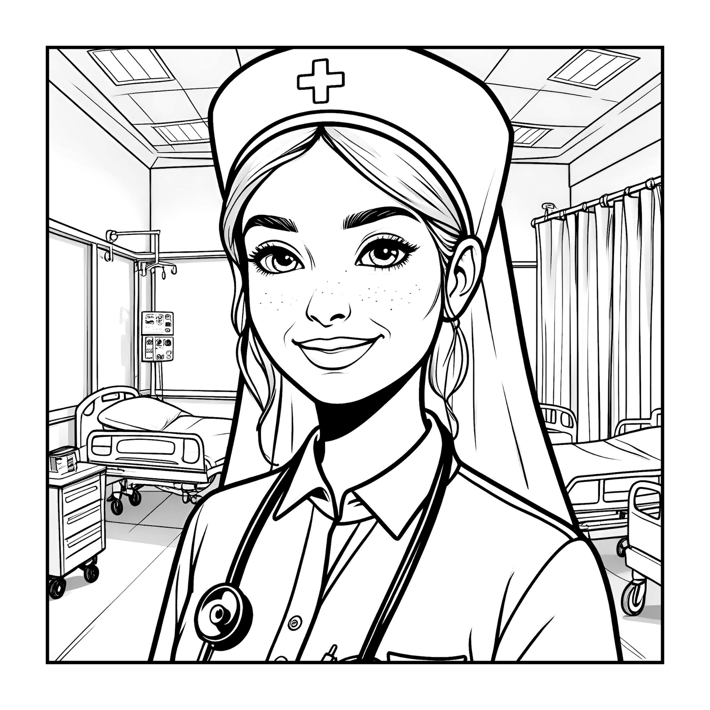 Nurse Coloring Book Gift for Adults Men Women Kids Young Boys Girls Teens 50 Pages Single Sided Hospital Nurse Coloring Activity Book