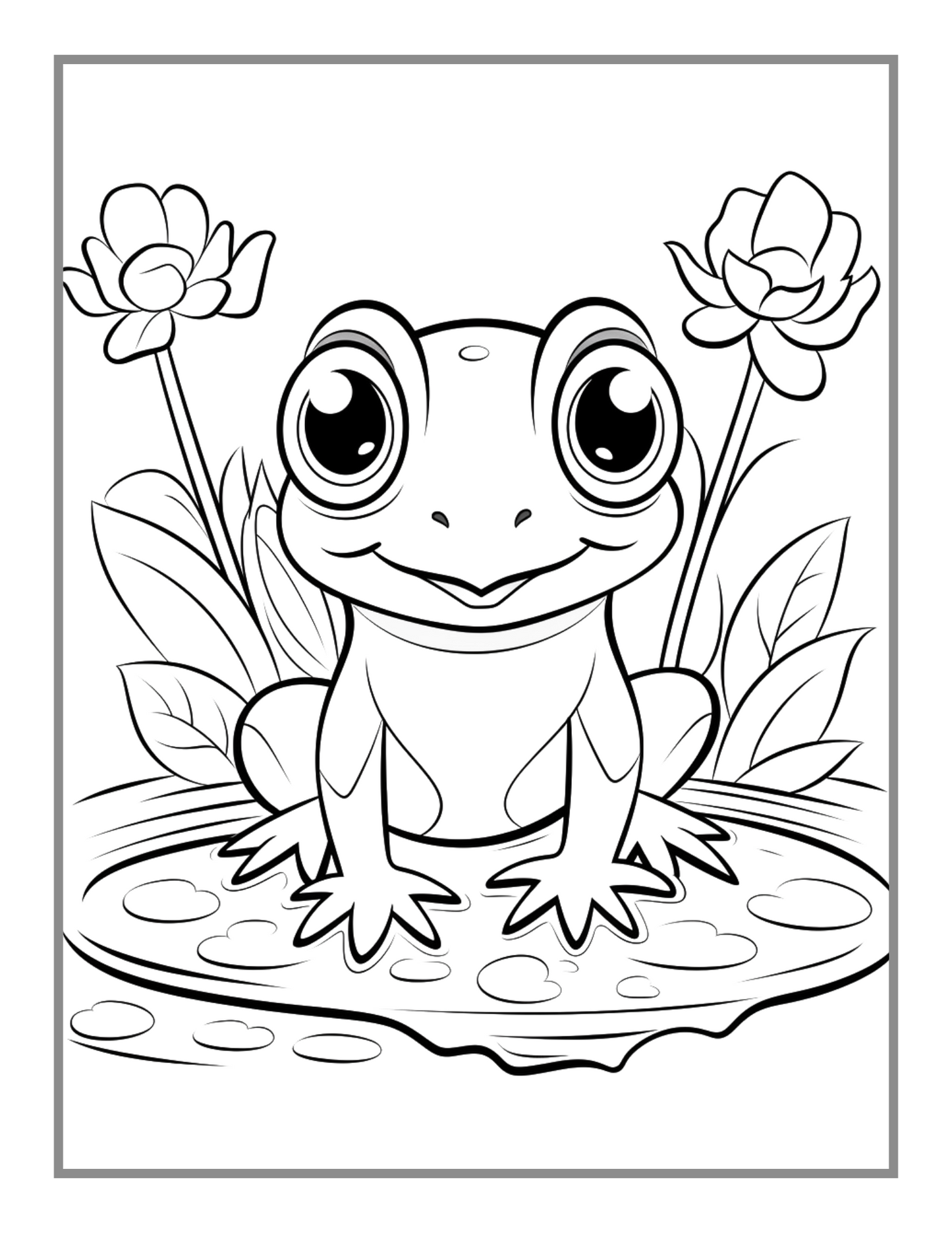 50 Pages Cute Frog Toad Coloring Book Gift for Adults Kids Men Women Boys Girls Teens Frog Toad Coloring Sheets for Children Students