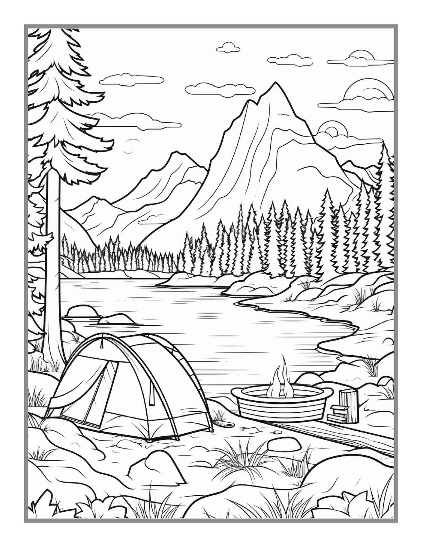 50 Pages Camping Coloring Book Gift for Adults Kids Ages Men Women Boys Girls Teens Youth Holiday Birthday Present Summer Camp Adventure