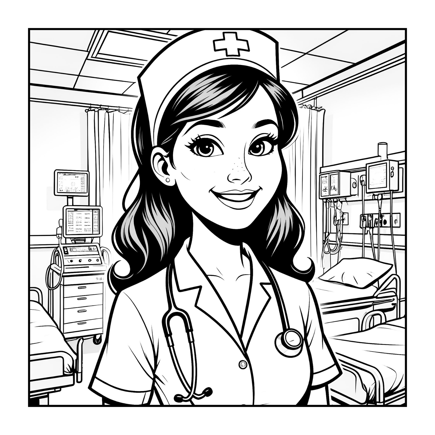 Nurse Coloring Book Gift for Adults Men Women Kids Young Boys Girls Teens 50 Pages Single Sided Hospital Nurse Coloring Activity Book