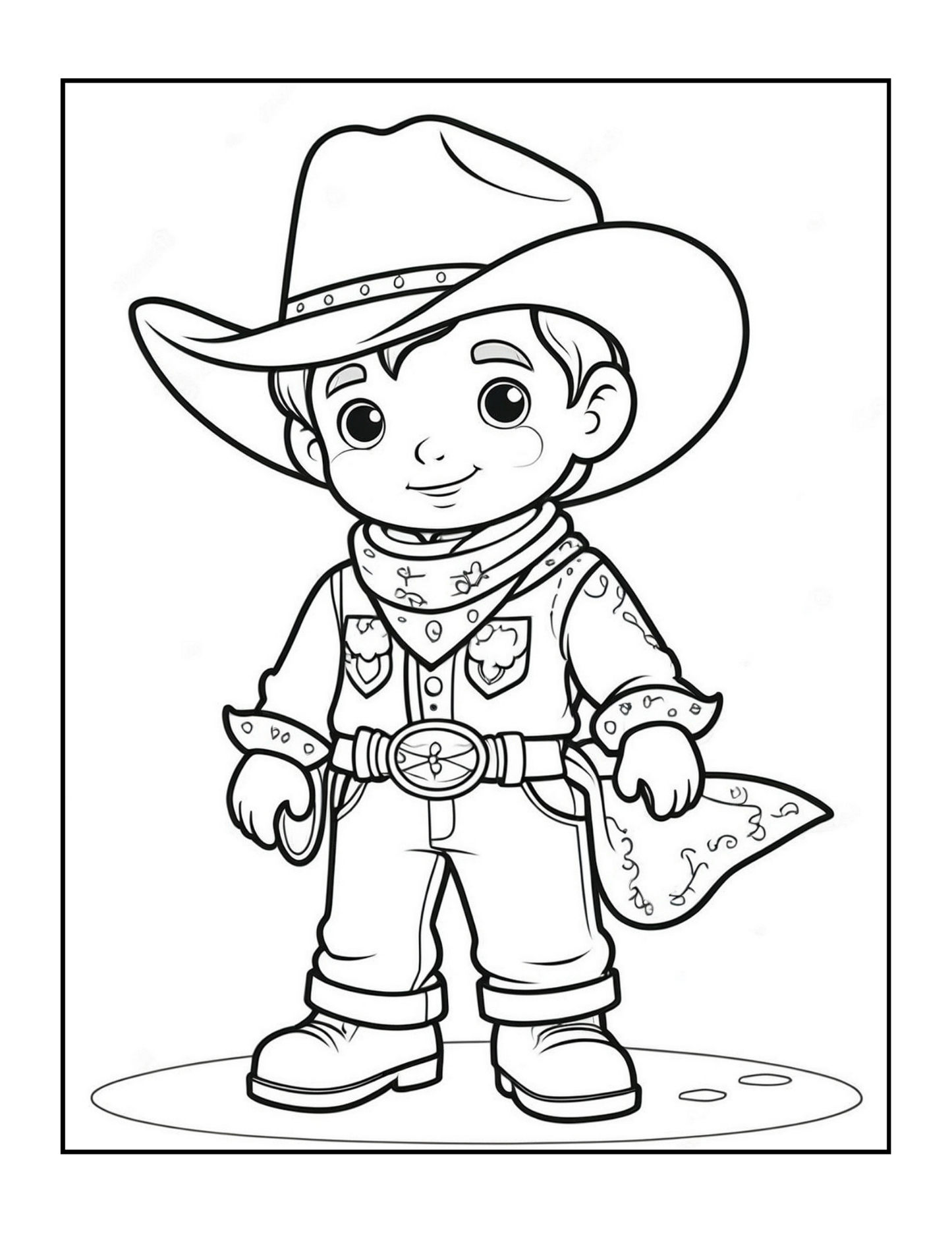 Cowboy Coloring Book Gift for Adults Men Women Kids Young Boys Girls Teens 50 Pages Single Sided Western Cowboy Coloring Activity Book