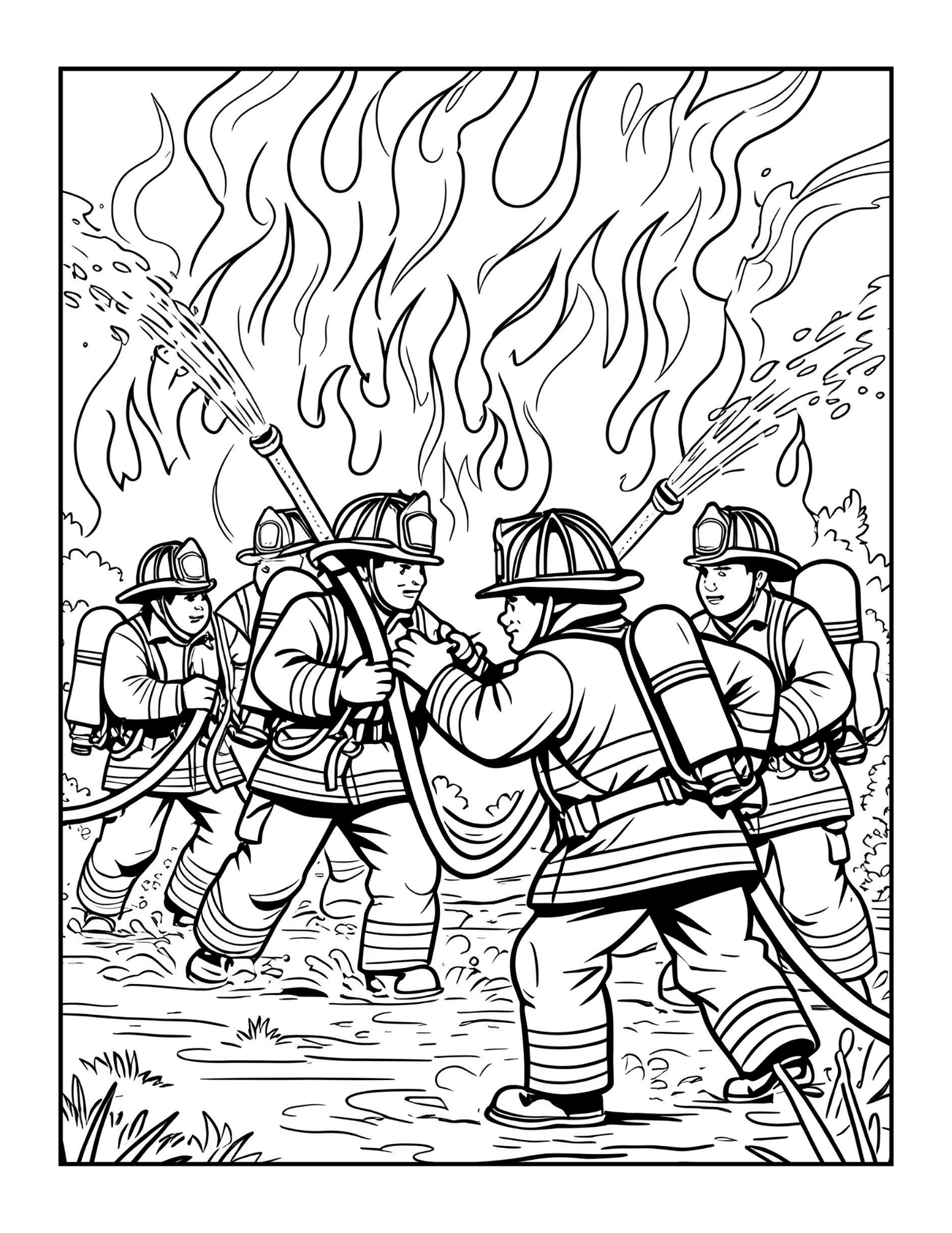 Cool Firefighter Coloring Book Gift for Adults Men Women Kids Boys Girls Teens 50 Pages Single Sided Fire Truck Fireman Coloring Book