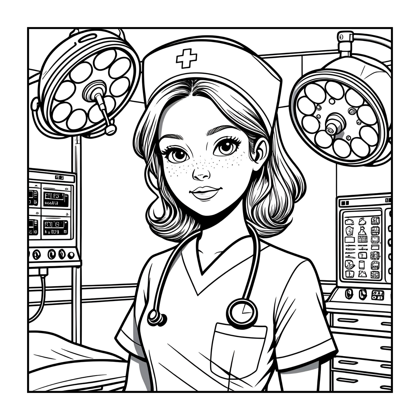 Nurse Coloring Book Gift for Adults Men Women Kids Young Boys Girls Teens 50 Pages Single Sided Hospital Nurse Coloring Activity Book