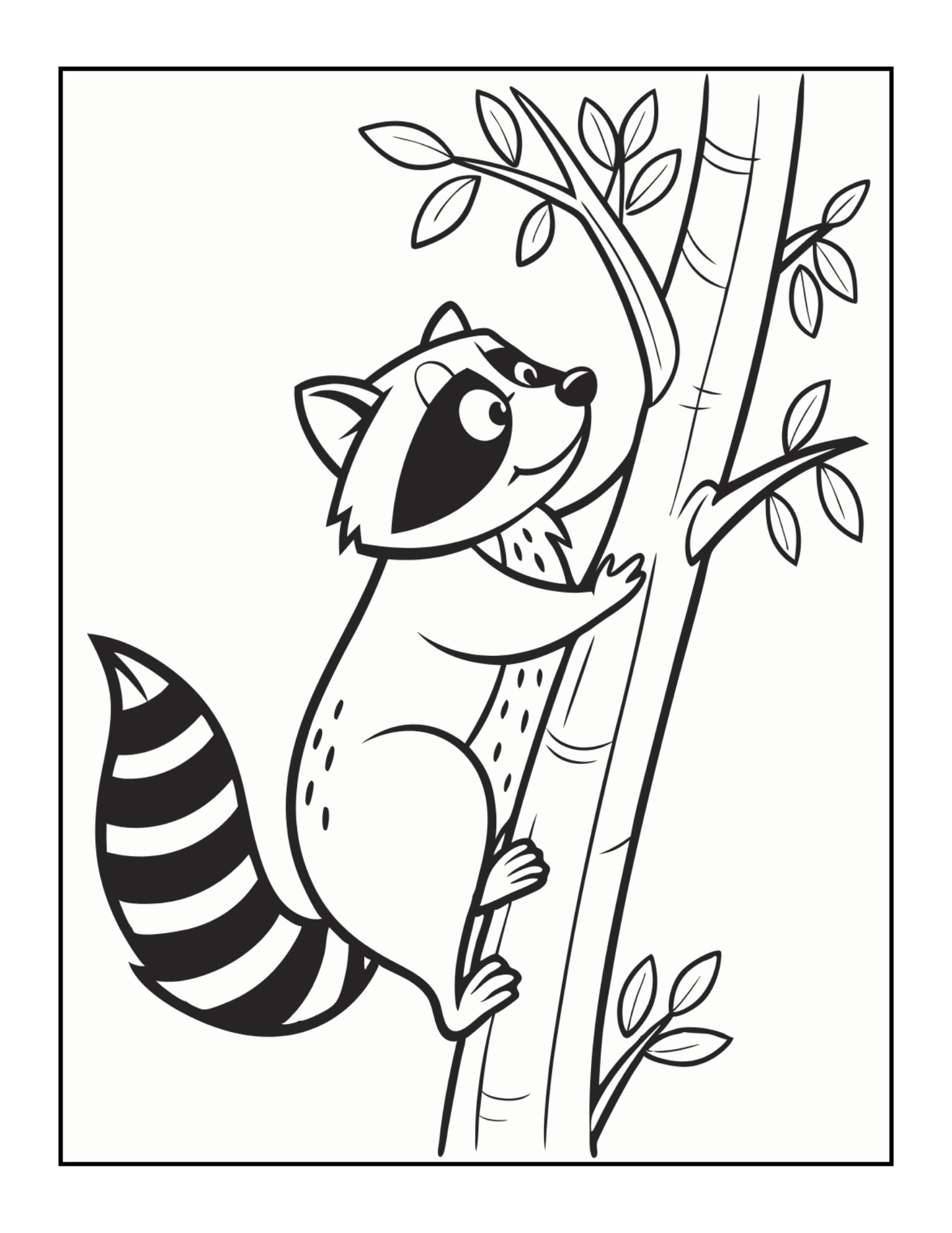 Cute Cozy Raccoon Animal Coloring Book Gift for Adults Kids Boys Girls Teens 50 Pages Single Sided Bold and Easy Raccoon Coloring Book