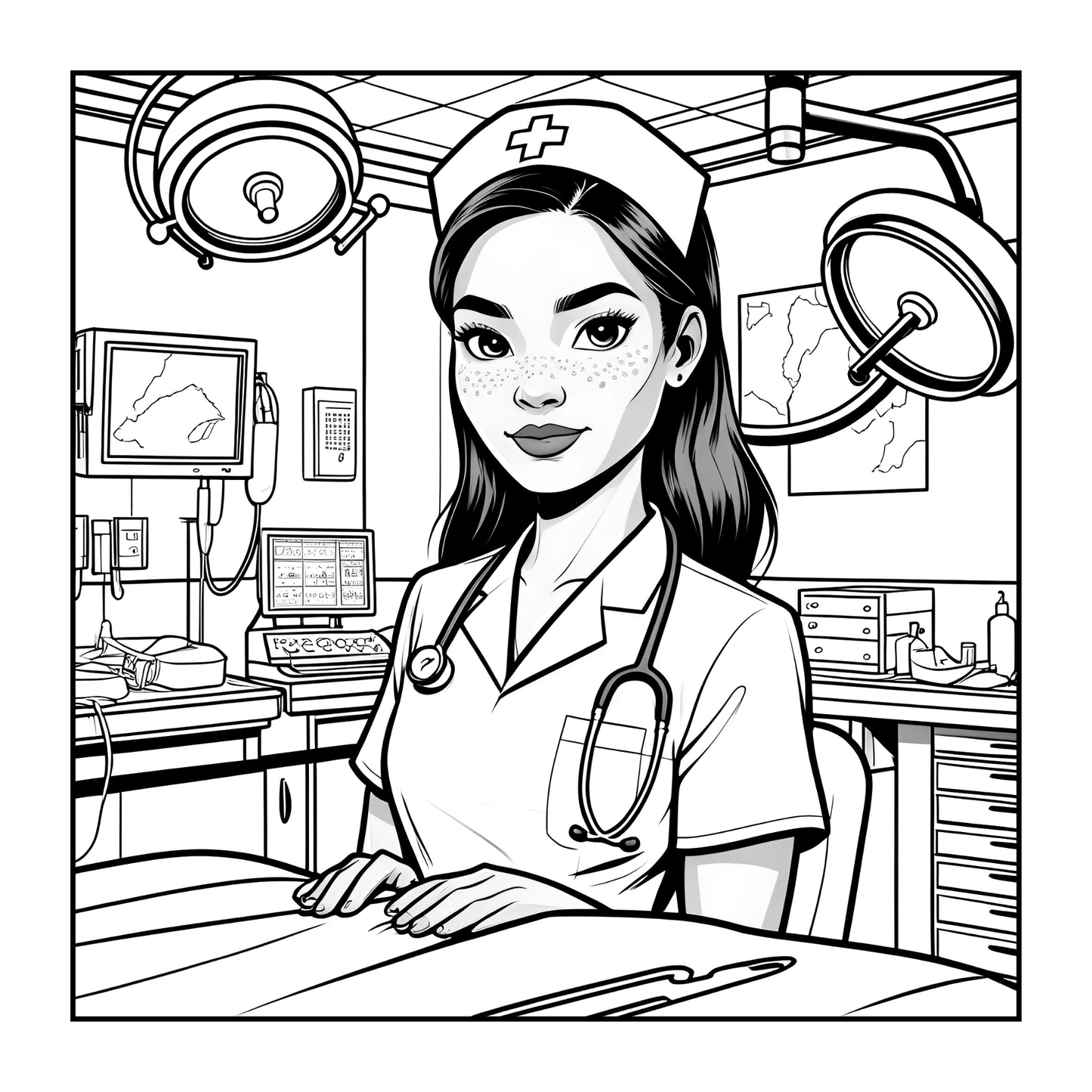 Nurse Coloring Book Gift for Adults Men Women Kids Young Boys Girls Teens 50 Pages Single Sided Hospital Nurse Coloring Activity Book