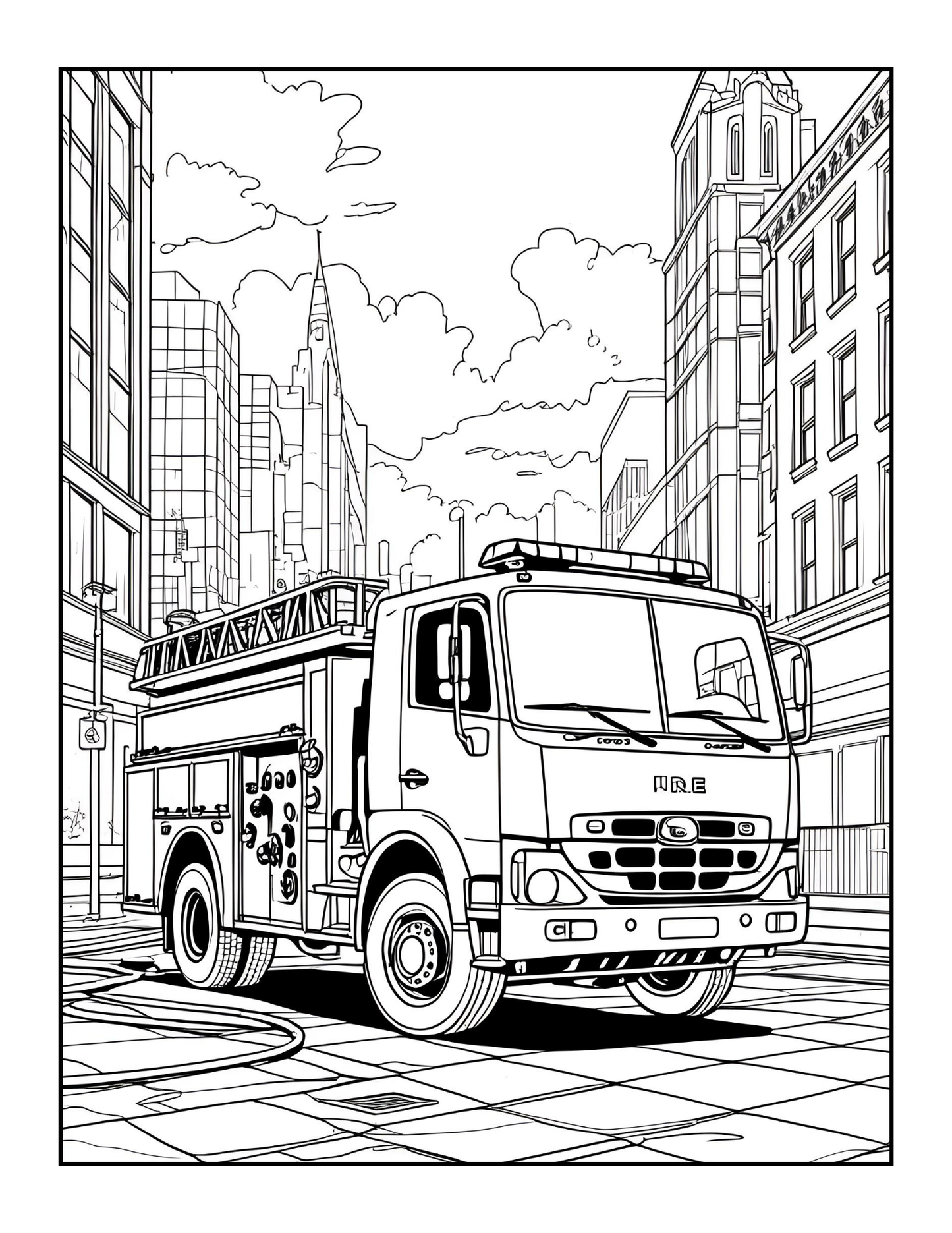 Cool Firefighter Coloring Book Gift for Adults Men Women Kids Boys Girls Teens 50 Pages Single Sided Fire Truck Fireman Firewoman Coloring