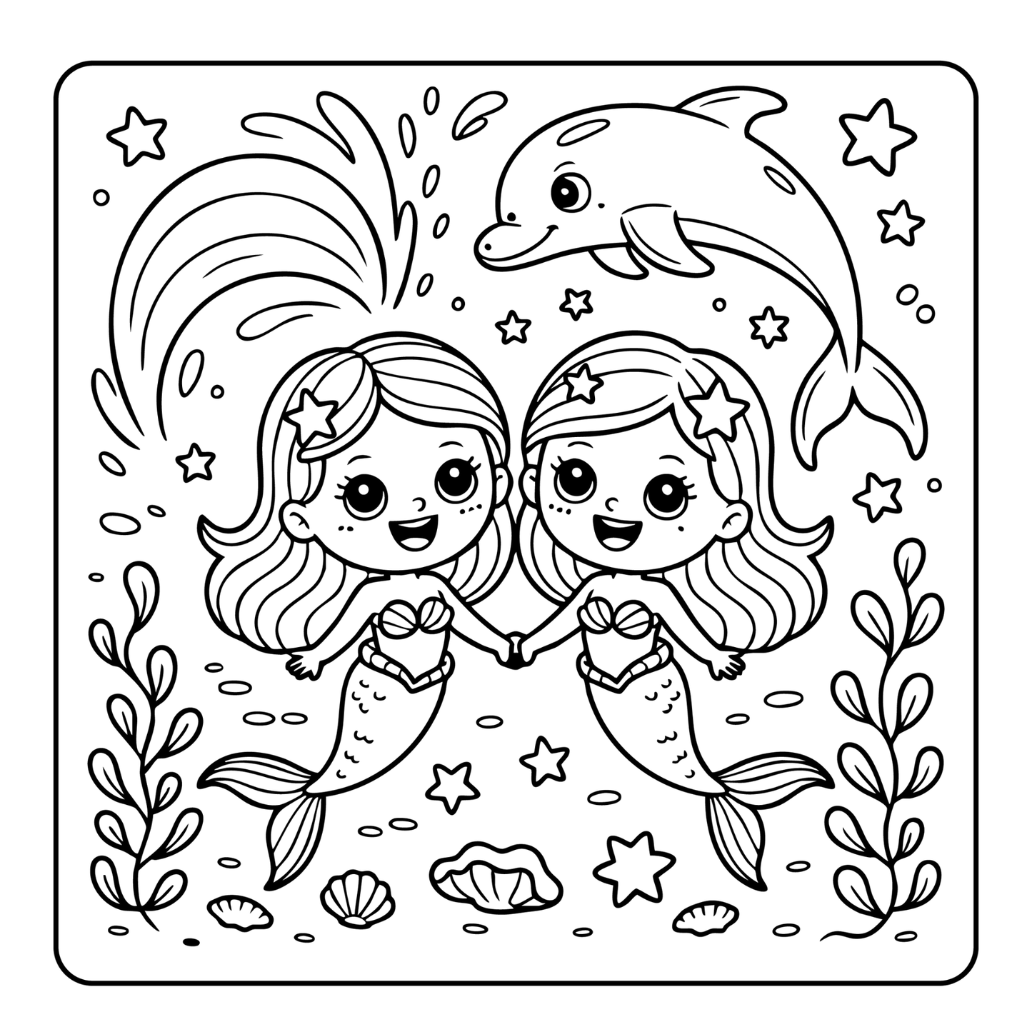 50 Pages Single Sided Cute Beautiful Mermaid Coloring Book Gift for Adults Men Women Kids Boys Girls Young Teens Bold and Easy Mermaid