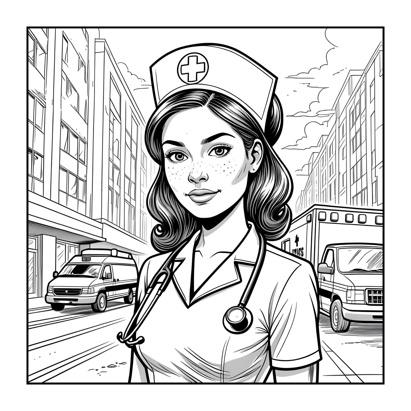 Nurse Coloring Book Gift for Adults Men Women Kids Young Boys Girls Teens 50 Pages Single Sided Hospital Nurse Coloring Activity Book