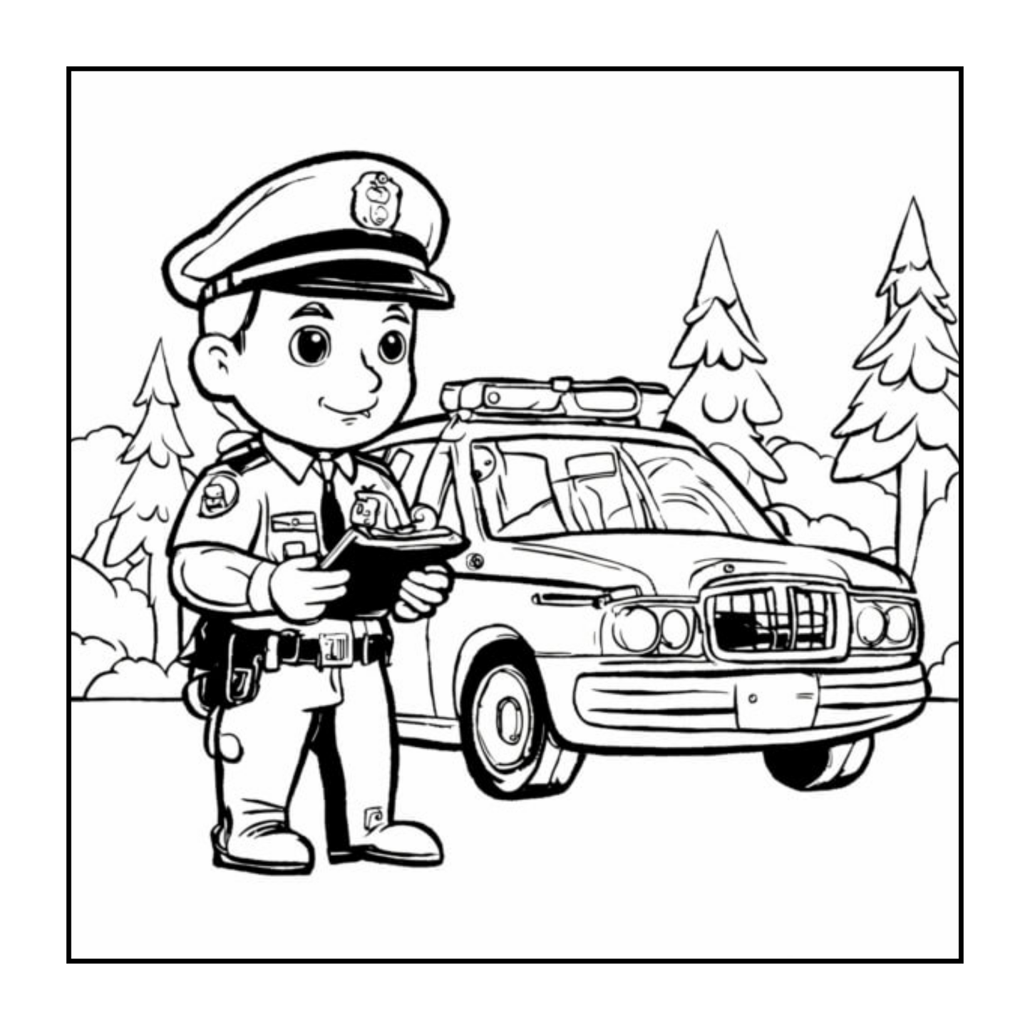 Cool Police Officer Coloring Book Gift for Adults Kids Boys Girls Teens Bold and Easy Cute Police Coloring Activity Book for Children