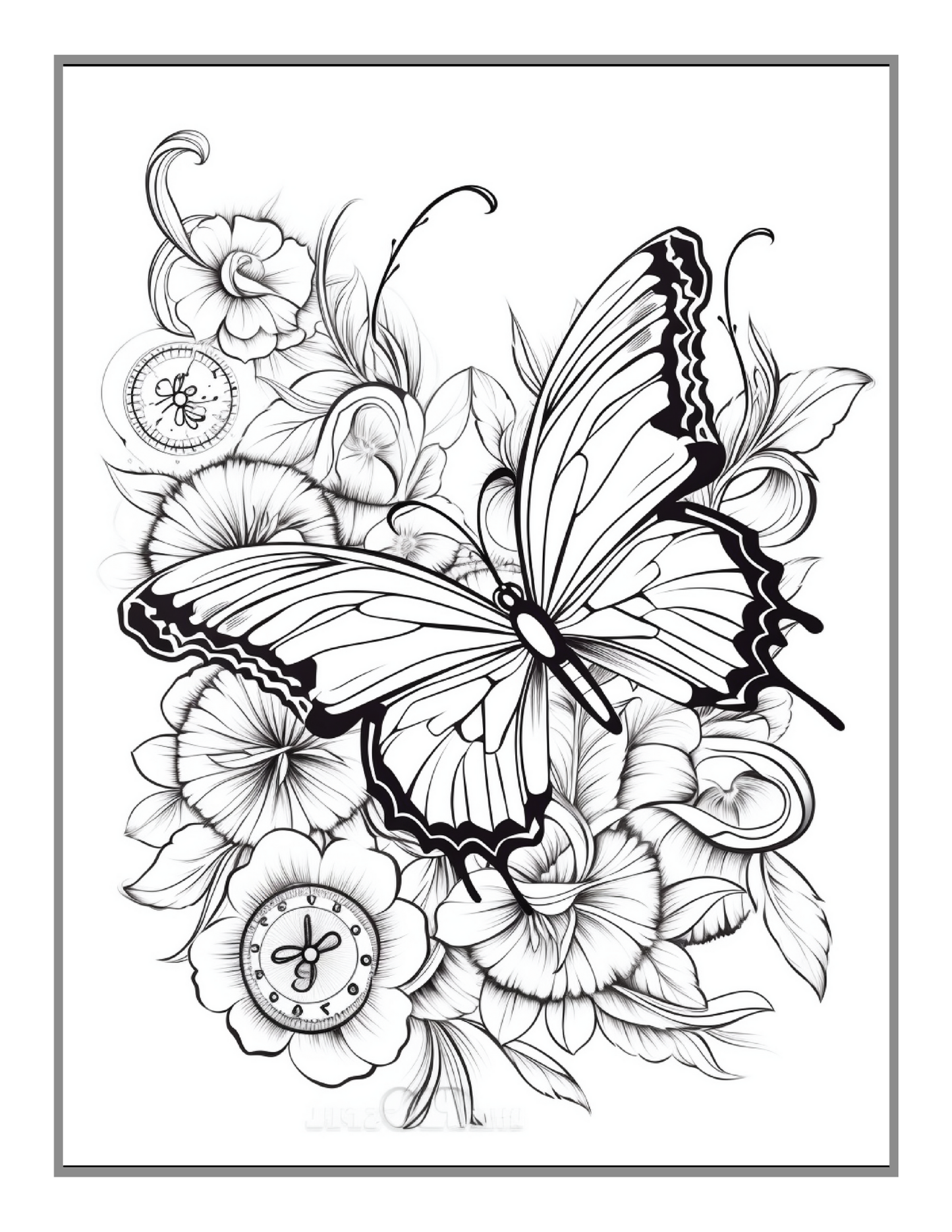50 Pages Cute Butterfly and Flower Coloring Book Holiday Birthday Gift Present for Adults Kids Men Women Boys Girls Teens Butterfly Lover