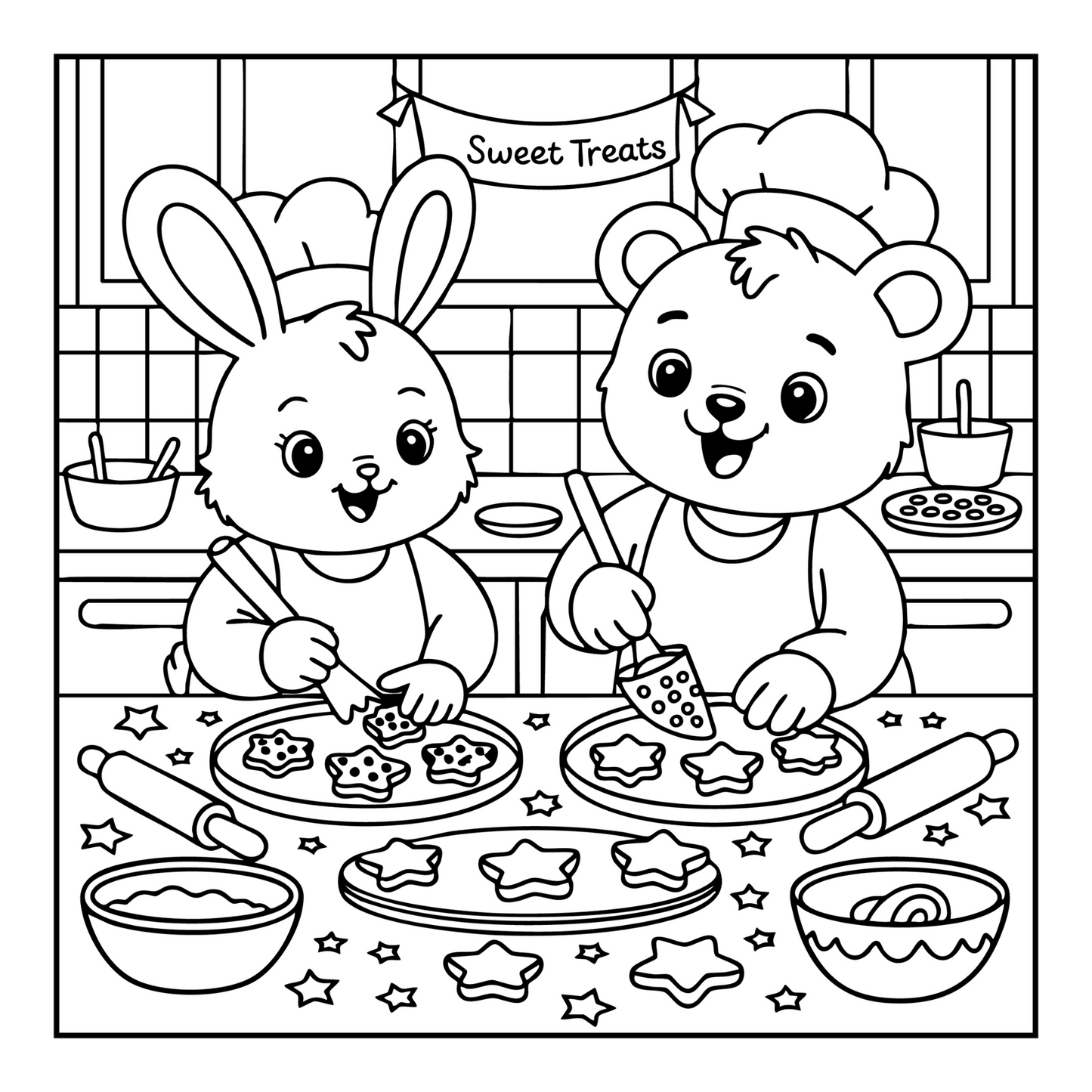 4th of July Independence Day Bear and Bunny Coloring Book Gift for Kids Boys Girls Young Teens 50 Pages Single Sided Coloring Activity Sheet