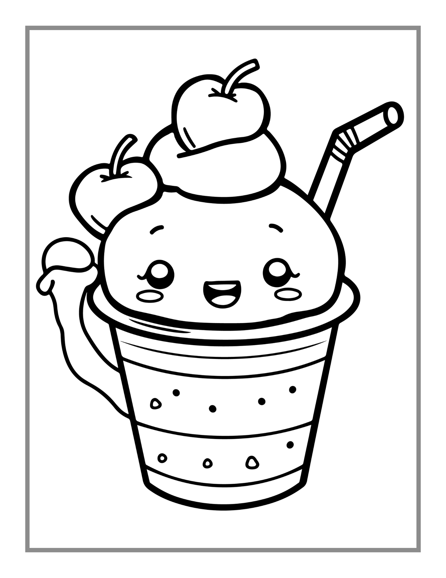 50 Pages Bold Easy Food Coloring Book Gift for Adults Kids Men Women Boys Girls Kawaii Dessert Coloring Book for Fast Food Lover Children