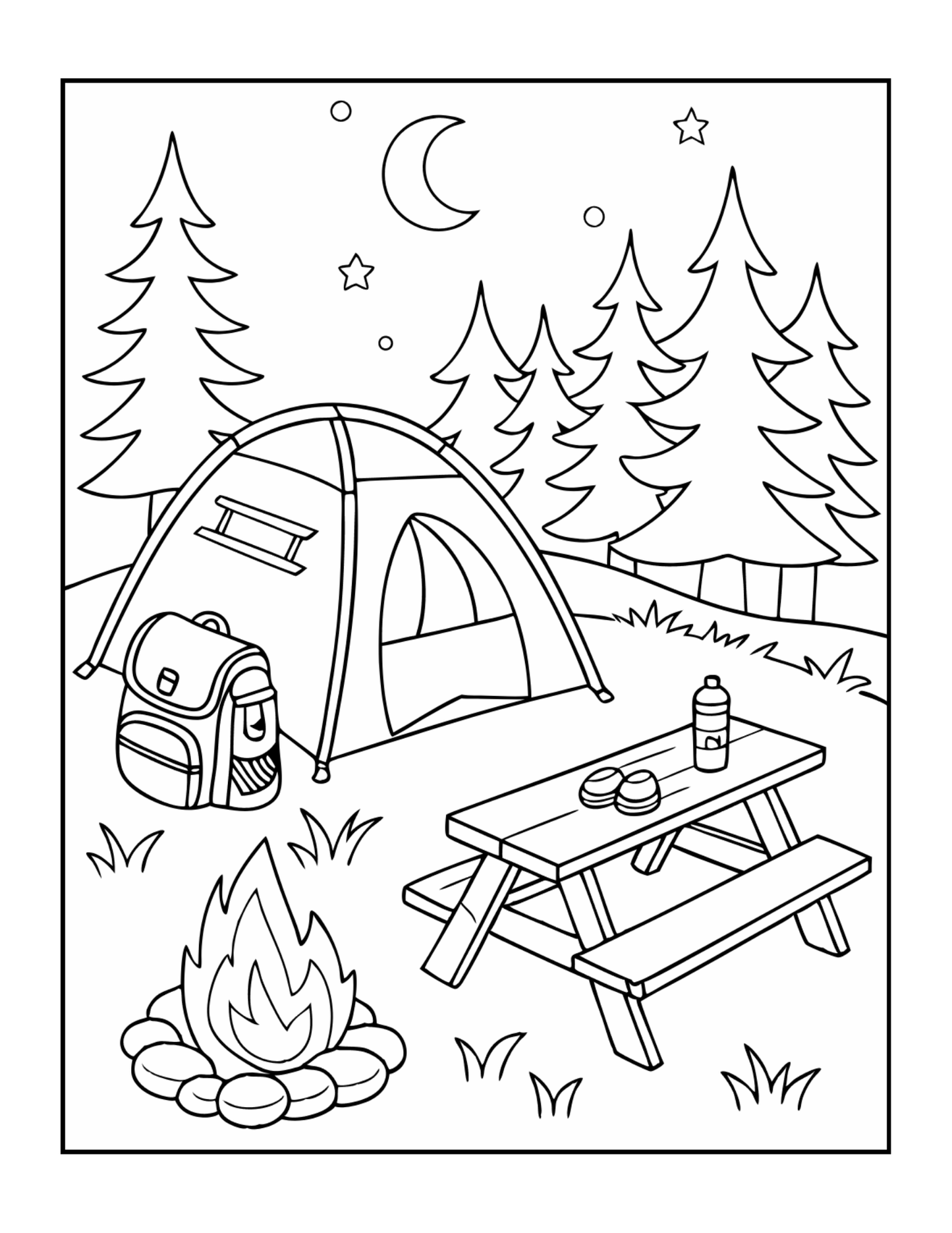 Bold and Easy Cozy Camping Coloring Book Gift for Adults Men Women Kids Boys Girls Young Teens Summer Camp Camping Coloring Sheets