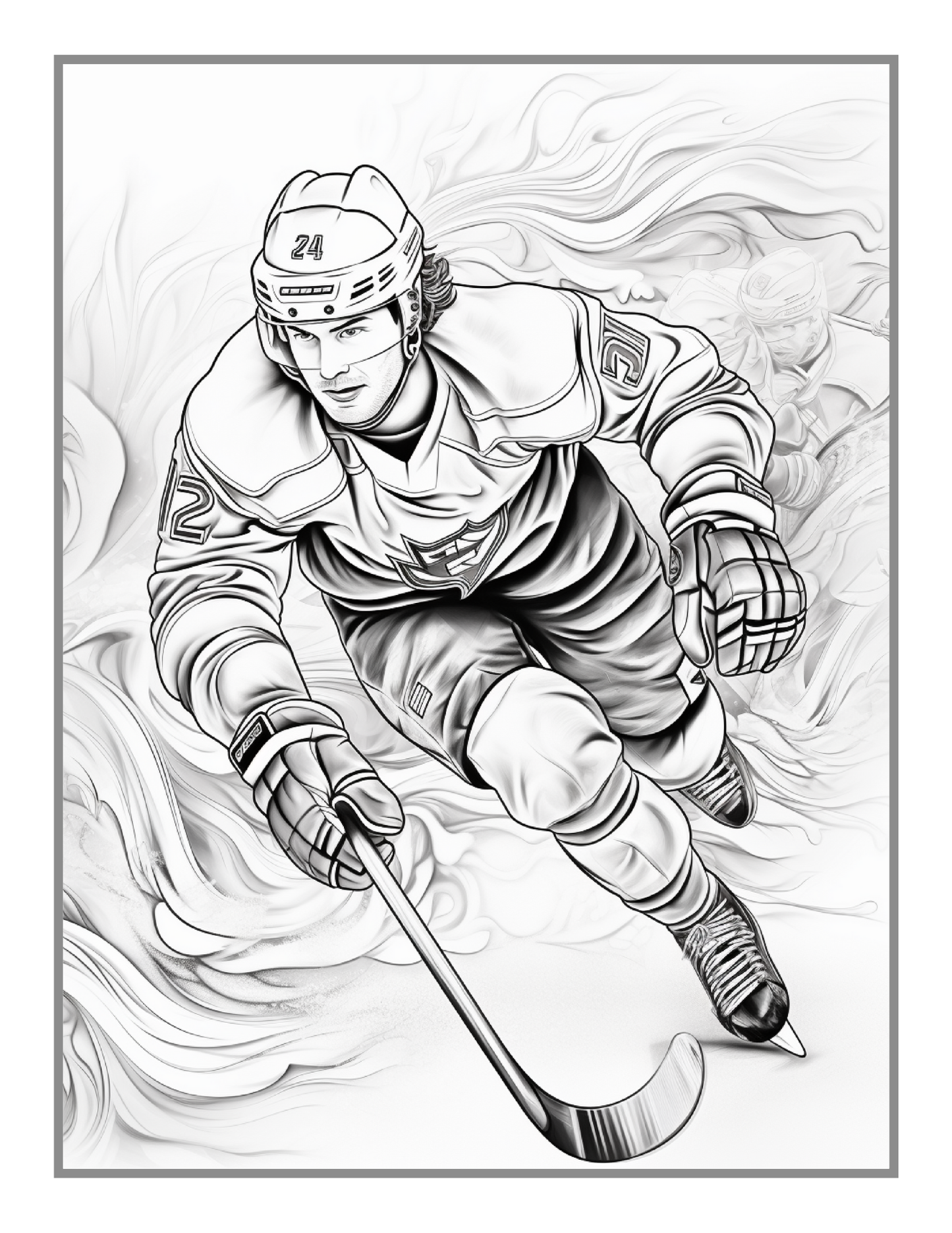 Ice Hockey Coloring Book Gift for Adults Kids Men Women Boys Girls Teens Youth 50 Pages Ice Hockey Player Coloring Sheets for Children