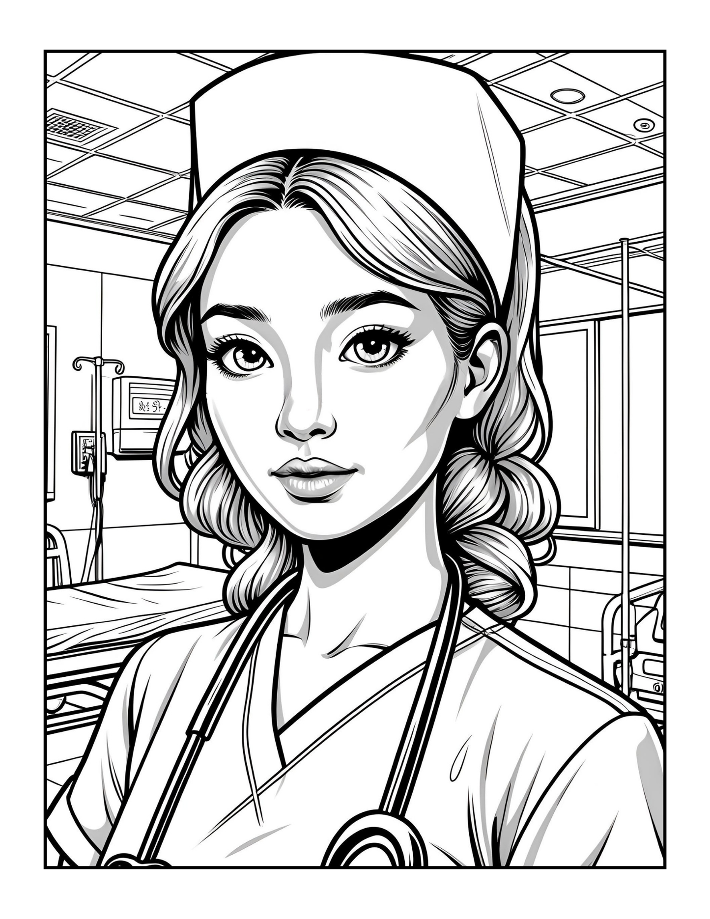 Nurse Coloring Book Gift for Adults Men Women Kids Young Boys Girls Teens 50 Pages Single Sided Hospital Nurse Coloring Activity Book