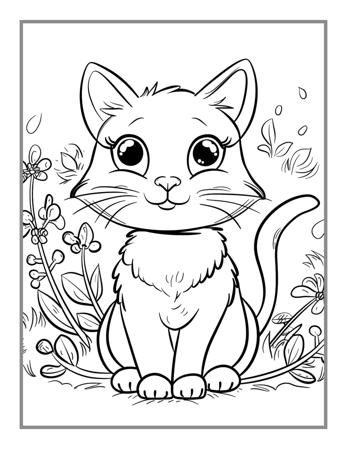 50 Pages Cute Cozy Cat Kitten Kitty Coloring Book Gift for Cat Lover Pet Owner Men Women Adults Kids Boys Girls Bold Easy Coloring Book