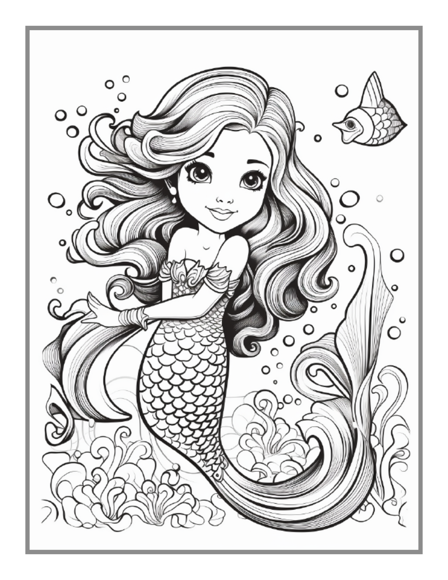 50 Pages Cute Easy Mermaid Coloring Book Gift for Kids Boys Girls Teens Sea Creature Mermaid Coloring Activity Book Adults Kids Relaxation