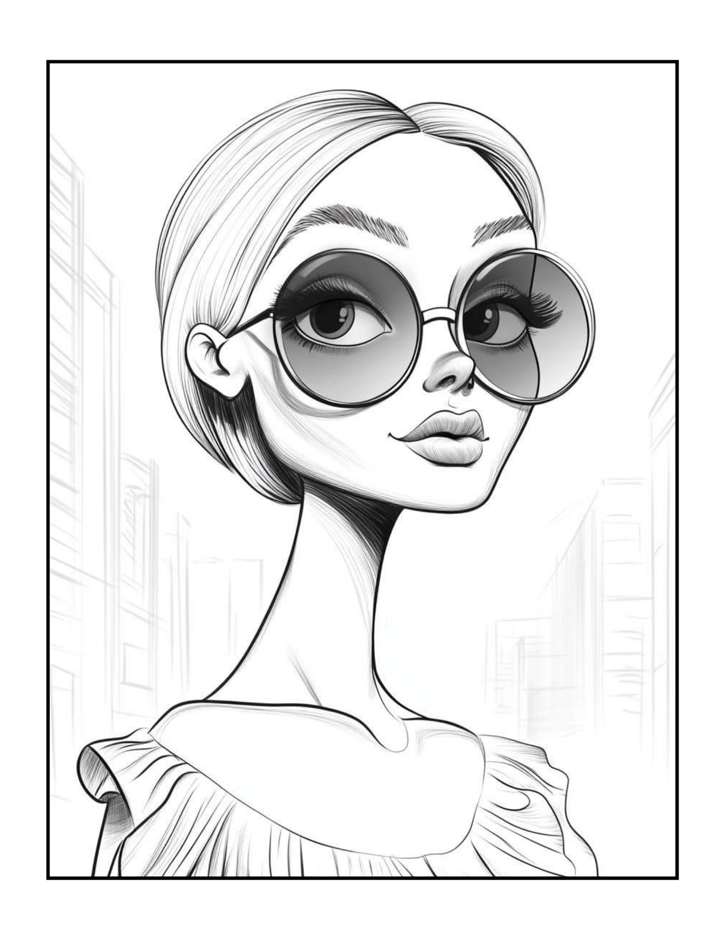 Cool Fashion Lady Caricature Woman Coloring Book Gift for Adults Men Women Kids Boys Girls Teens Pretty Lady Coloring Activity Book