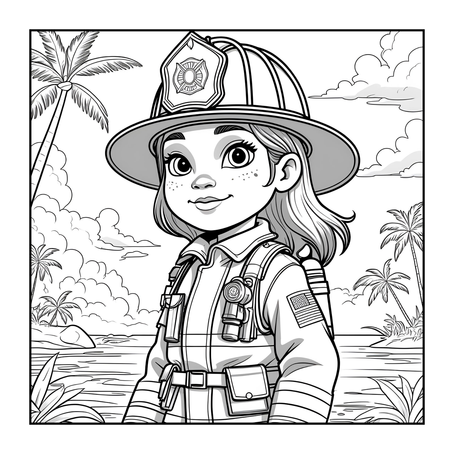 Cool Firefighter Coloring Book Gift for Adults Men Women Kids Boys Girls Teens 50 Pages Single Sided Fire Truck Fireman Firewoman Coloring