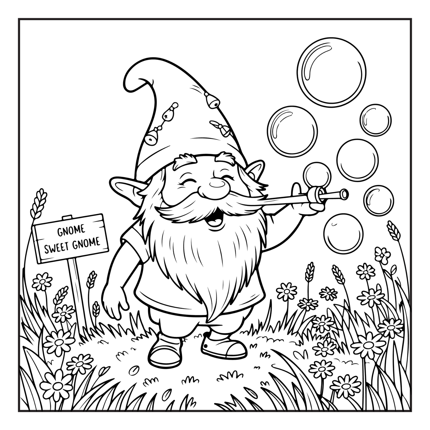 Cozy and Comfy Garden Gnomes Coloring Book Gift for Adults Men Women Kids Boys Girls Teens Bold Easy Simple Whimsical Gnome Coloring Sheets