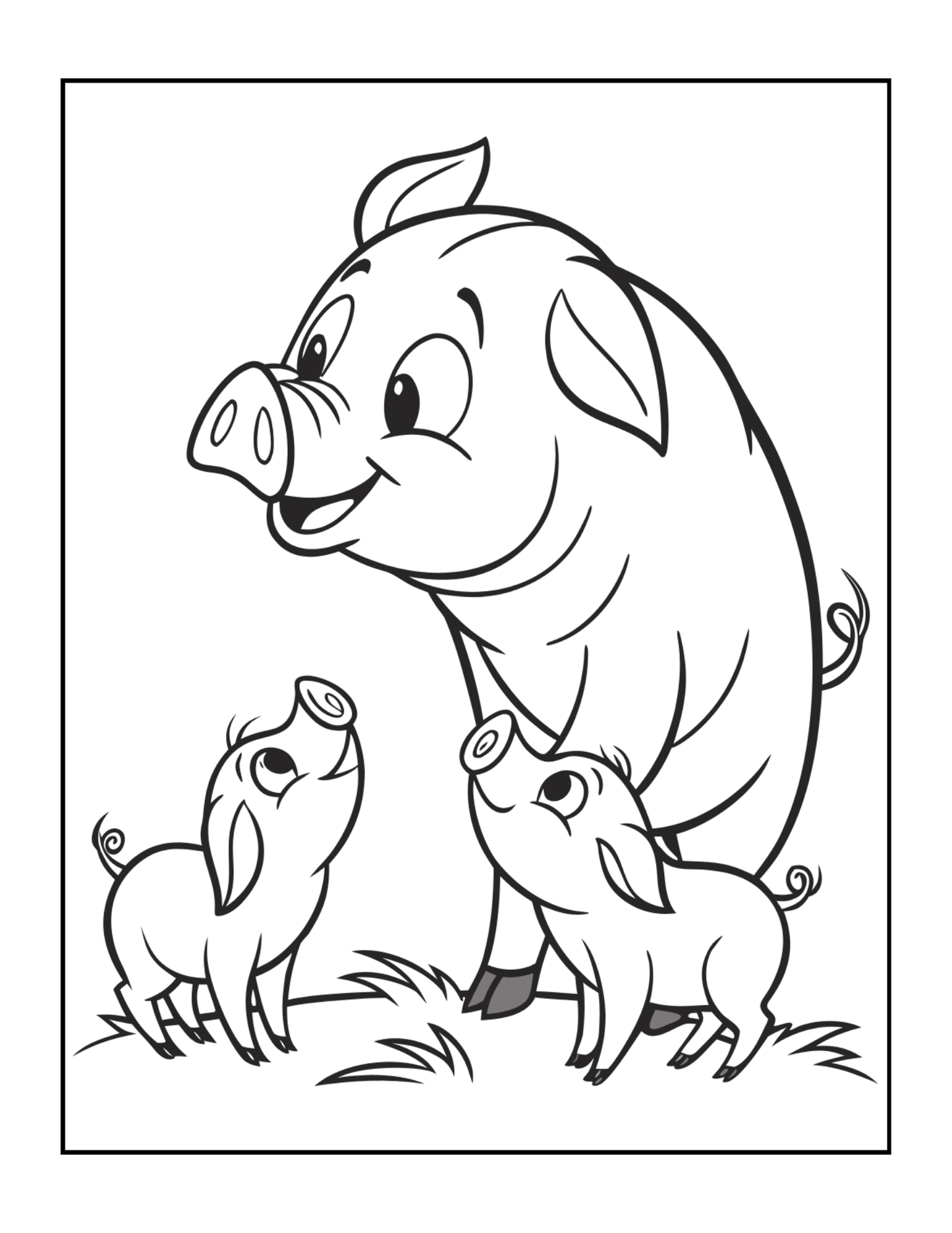 50 Pages Single Sided Cute Pig Coloring Book Gift for Adults Men Women Kids Young Boys Girls Teens Cool Piggy Coloring Activity Book