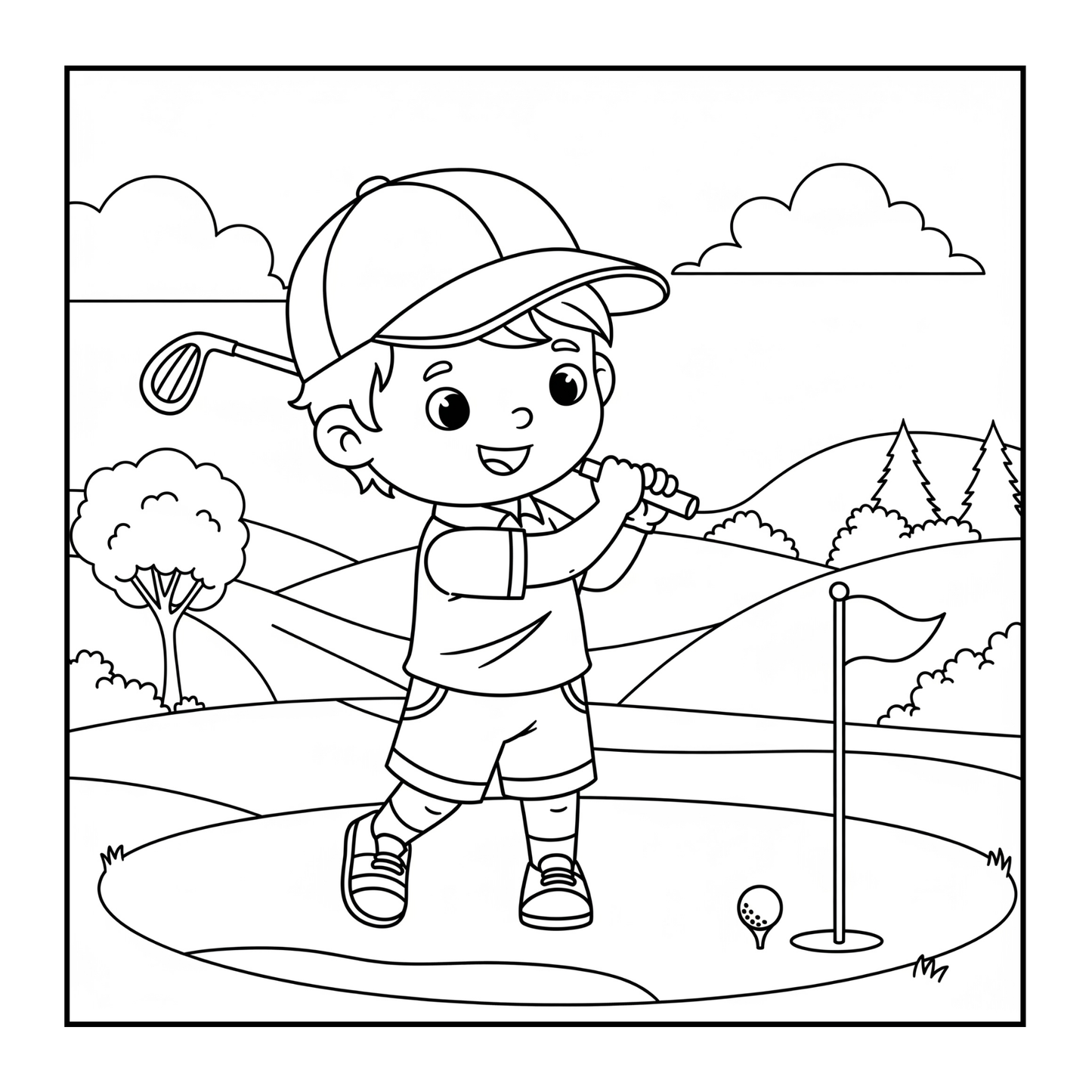 Golf Player Golfer Coloring Book for Adults Men Women Kids Boys Girls Teens Youth Simple Stress Free Relief Coloring Book Golfing Coloring