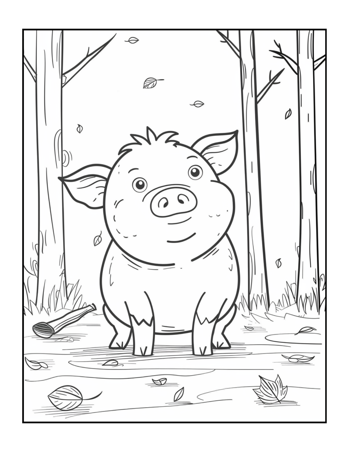 50 Pages Single Sided Cute Pig Coloring Book Gift for Adults Men Women Kids Young Boys Girls Teens Bold and Easy Simple Stress Relief