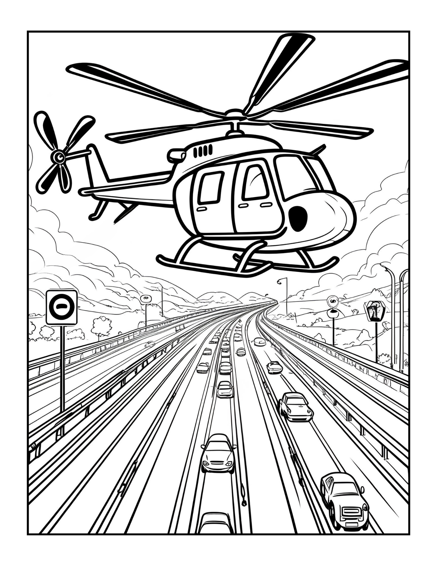 Helicopter Coloring Book Gift for Adults Kids Boys Girls Teens 50 Pages Single Sided Cool Helicopter Chopper Lover Aircraft Coloring Book