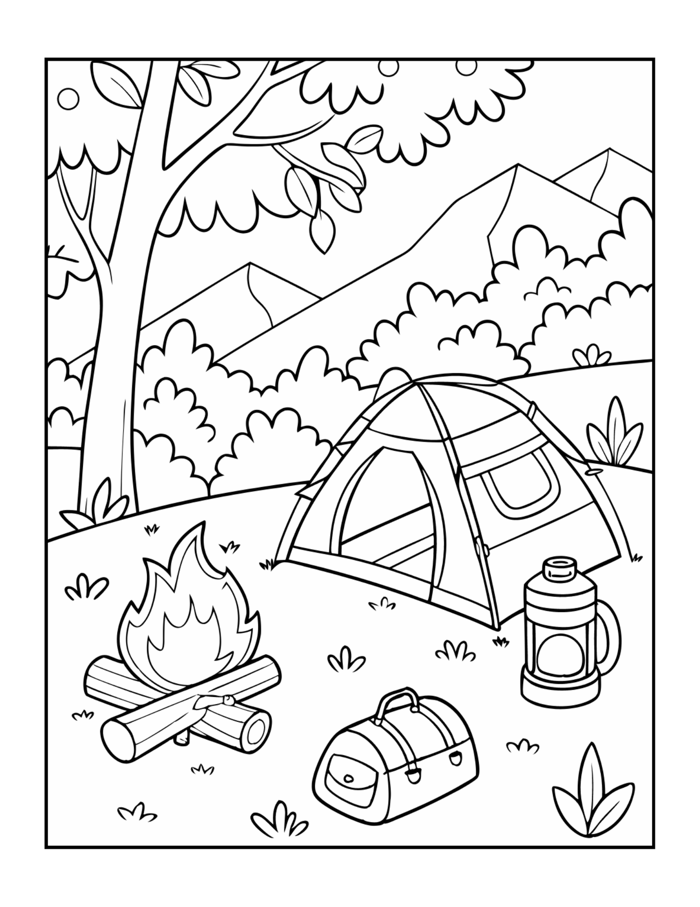 Bold and Easy Cozy Camping Coloring Book Gift for Adults Men Women Kids Boys Girls Young Teens Summer Camp Camping Coloring Sheets