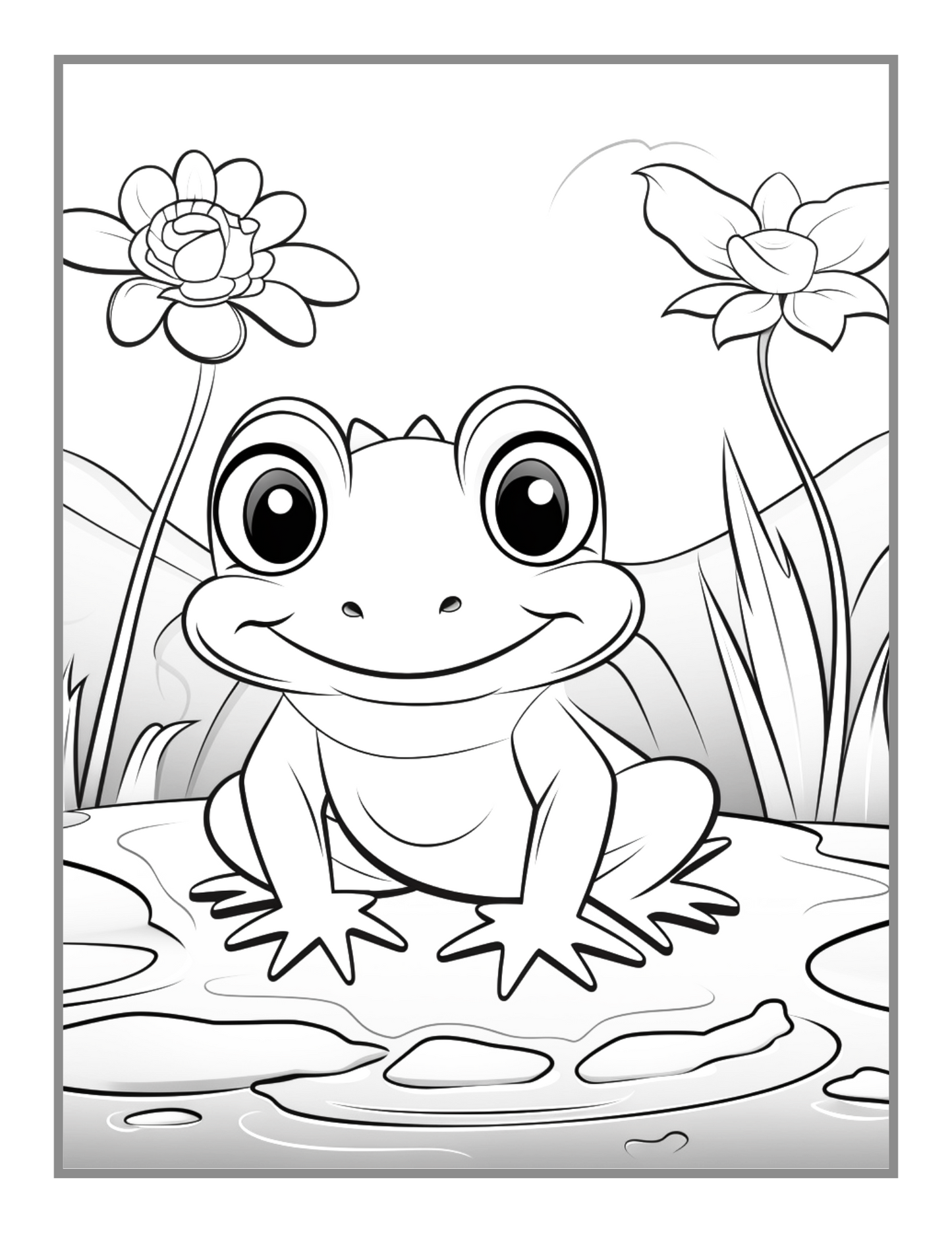 50 Pages Cute Frog Toad Coloring Book Gift for Adults Kids Men Women Boys Girls Teens Frog Toad Coloring Sheets for Children Students