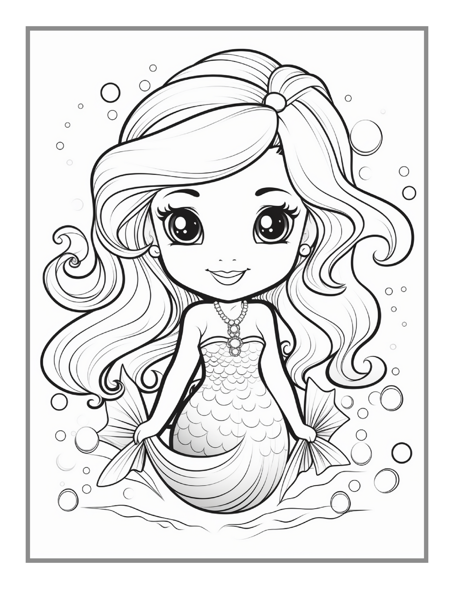 50 Pages Cute Easy Mermaid Coloring Book Gift for Kids Boys Girls Teens Sea Creature Princess Mermaid Coloring Sheets for Children Students