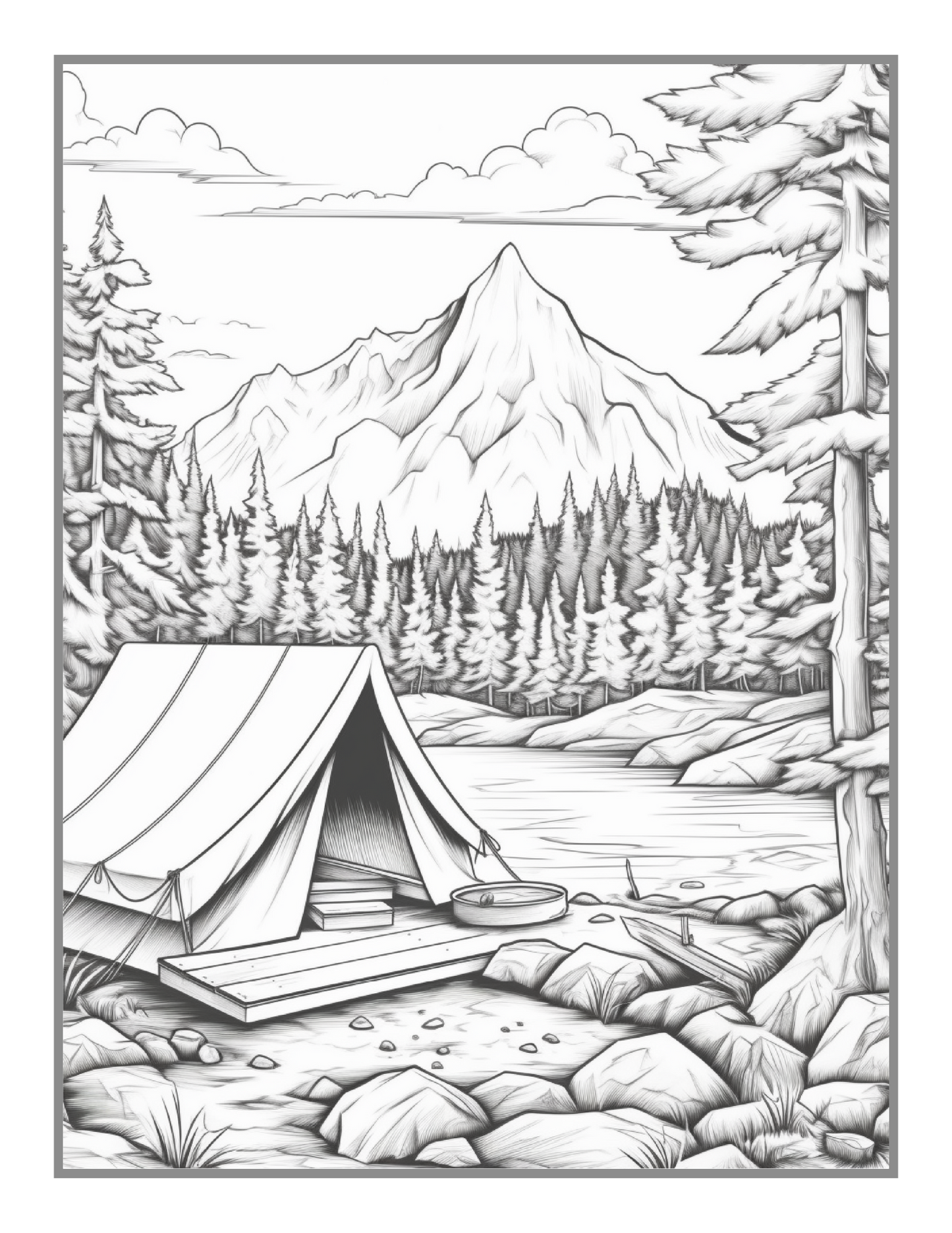 Camping Coloring Book Gift for Adults Kids Ages Men Women Boys Girls Teens Youth Holiday Birthday Present 50 Pages Fun Nature Coloring Sheet