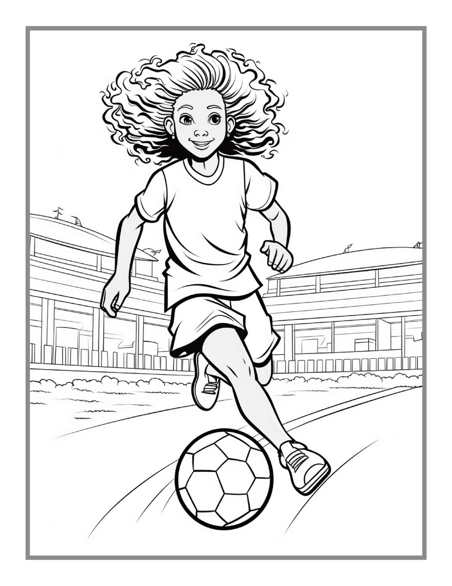 50 Pages Soccer Football Player Coloring Book Holiday Birthday Gift for Adults Kids Women Girls Teens Youth Easy Bold Soccer Coloring Book