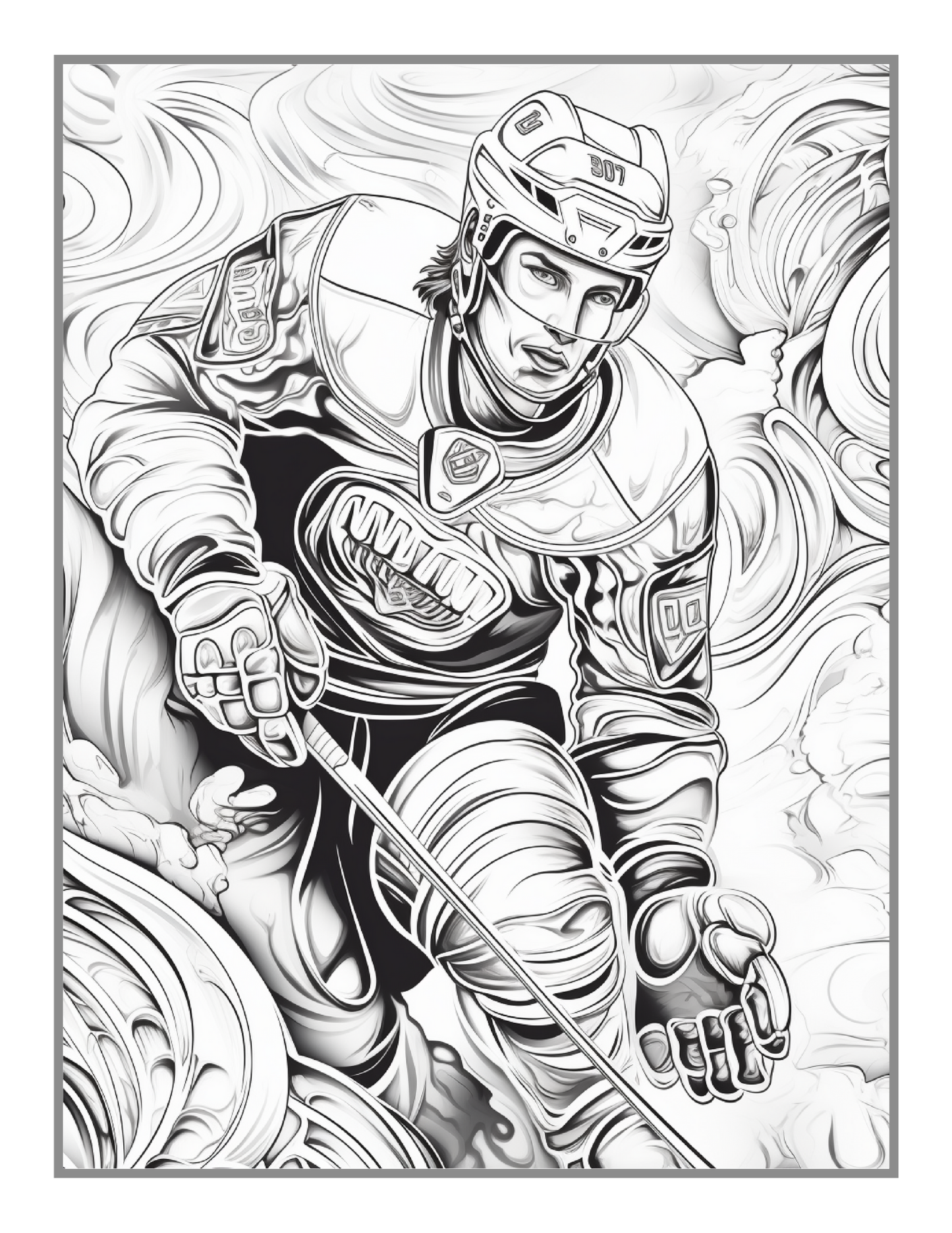 Ice Hockey Coloring Book Gift for Adults Kids Men Women Boys Girls Teens Youth 50 Pages Ice Hockey Player Coloring Sheets for Children