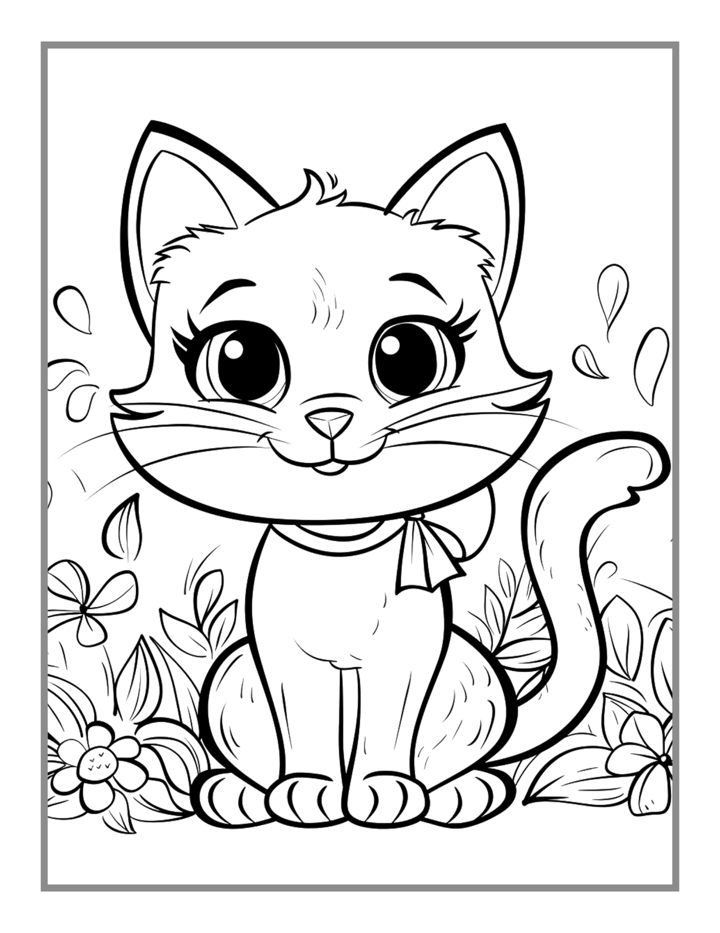 50 Pages Cute Cozy Cat Kitten Kitty Coloring Book Gift for Cat Lover Pet Owner Men Women Adults Kids Boys Girls Bold Easy Coloring Book