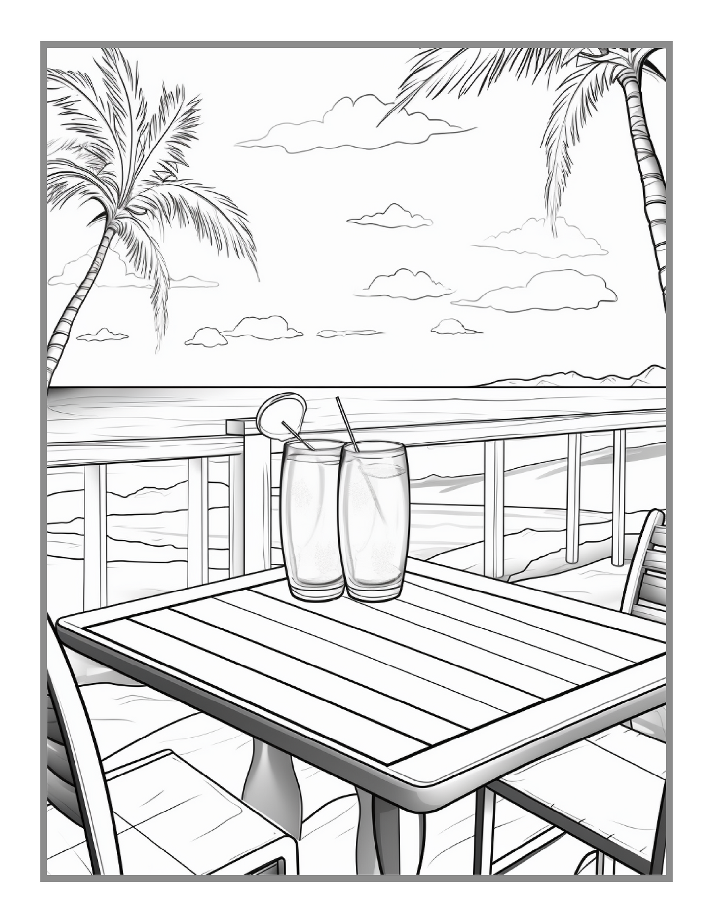 Vacation Beach Theme Relaxation Coloring Book 50 Pages Tropical Beach Homes Coloring Book Birthday Holiday Gift for Adults Men Women Kids Boys Girls