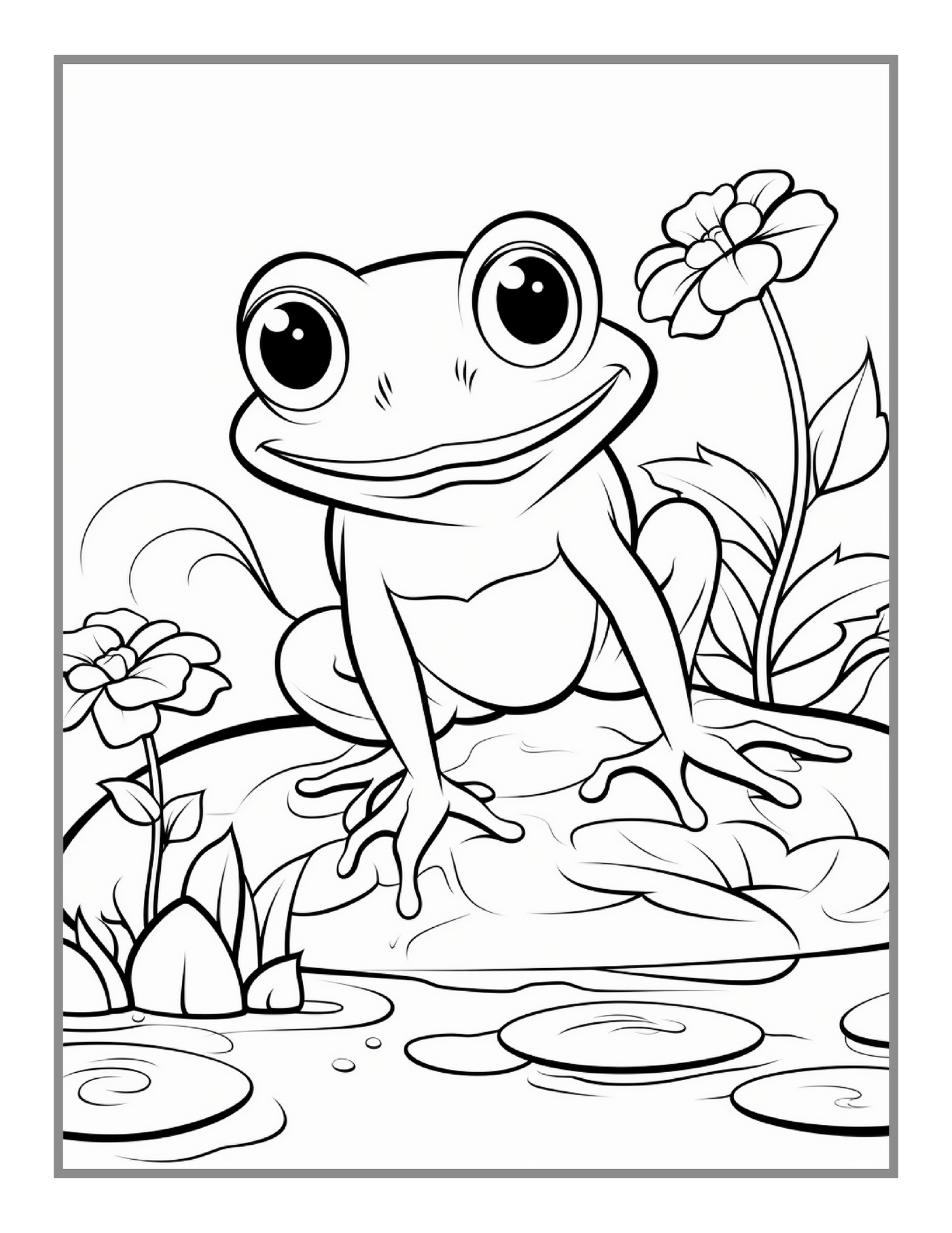 50 Pages Cute Frog Toad Coloring Book Gift for Adults Kids Men Women Boys Girls Teens Frog Toad Coloring Sheets for Children Students