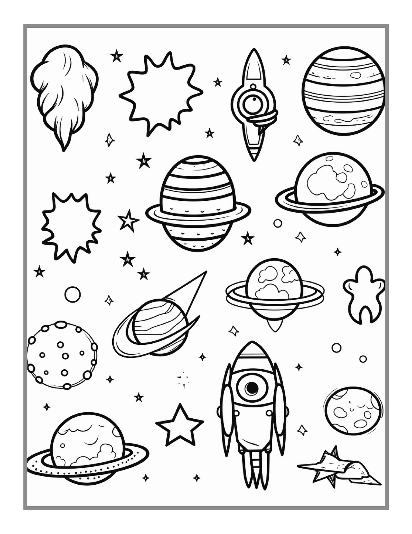 50 Pages Astronaut Planet Relaxation Coloring Book Outer Space Galaxy Planet UFO Extraterrestrial Coloring Book Gift for Kids Boys Girls