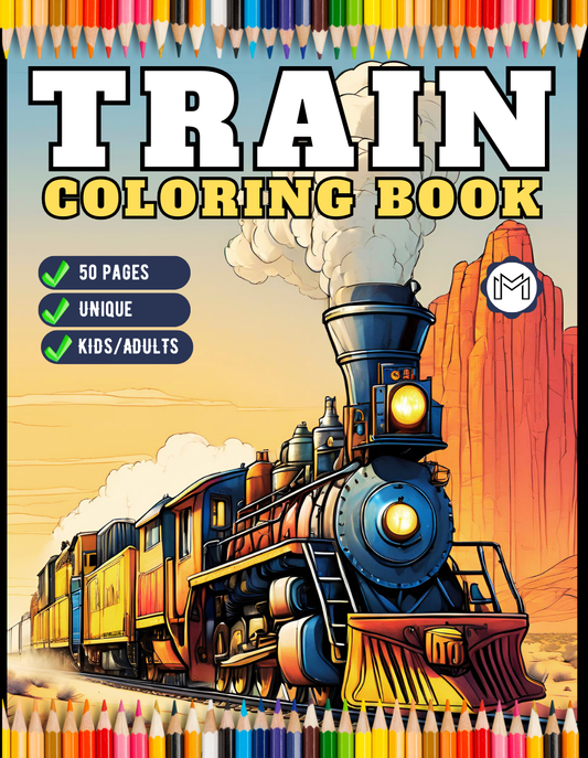 Train Locomotive Enthusiasts Coloring Book Gift for Adults Kids Boys Girls Cute Freight Locomotive Train Lover Train Coloring Sheets