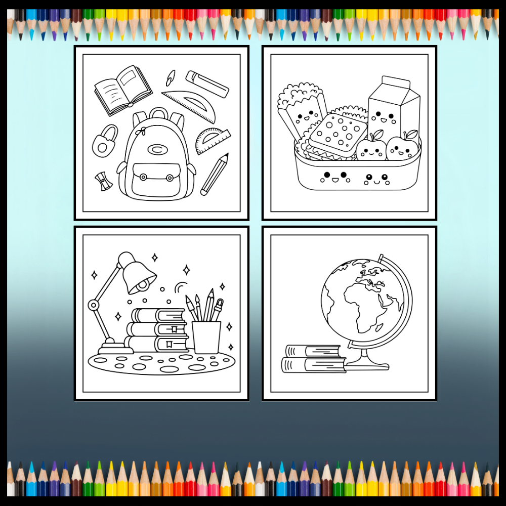 Cool Back to School Coloring Book for Kids Boys Girls Teens Youth 50 Pages Single Sided Back to School Coloring Activity Book for Students