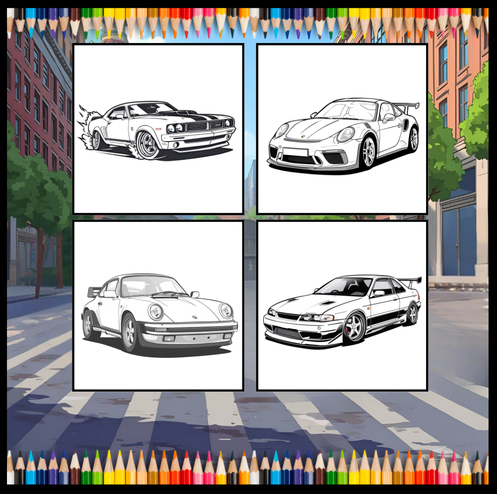 Modified Cars Coloring Book for Adults Men Women Kids Boys Girls Teens Modified Exotic Racing Cars Drift Cars Coloring Activity Book Gift