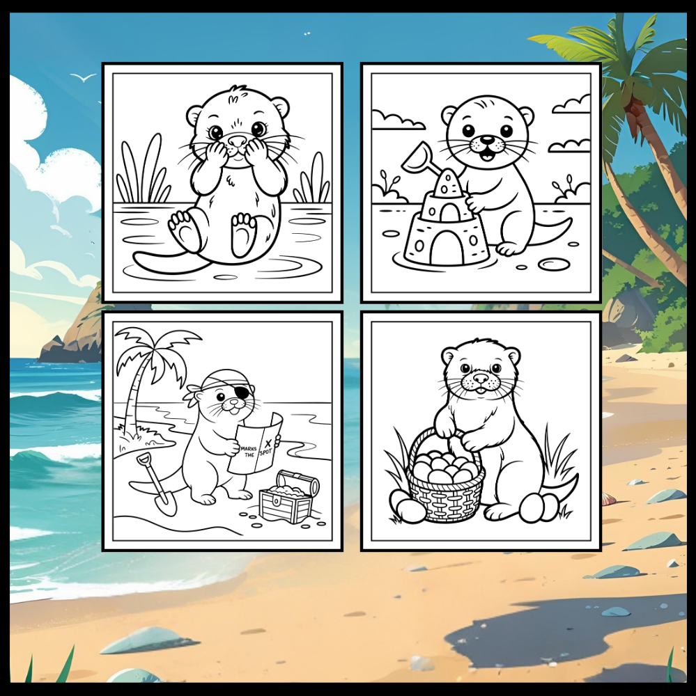 Funny Cute Kawaii Sea Otter Animal Coloring Book Gift for Adults Men Women Kids Boys Girls Teens Cool River Otter Coloring Activity Book