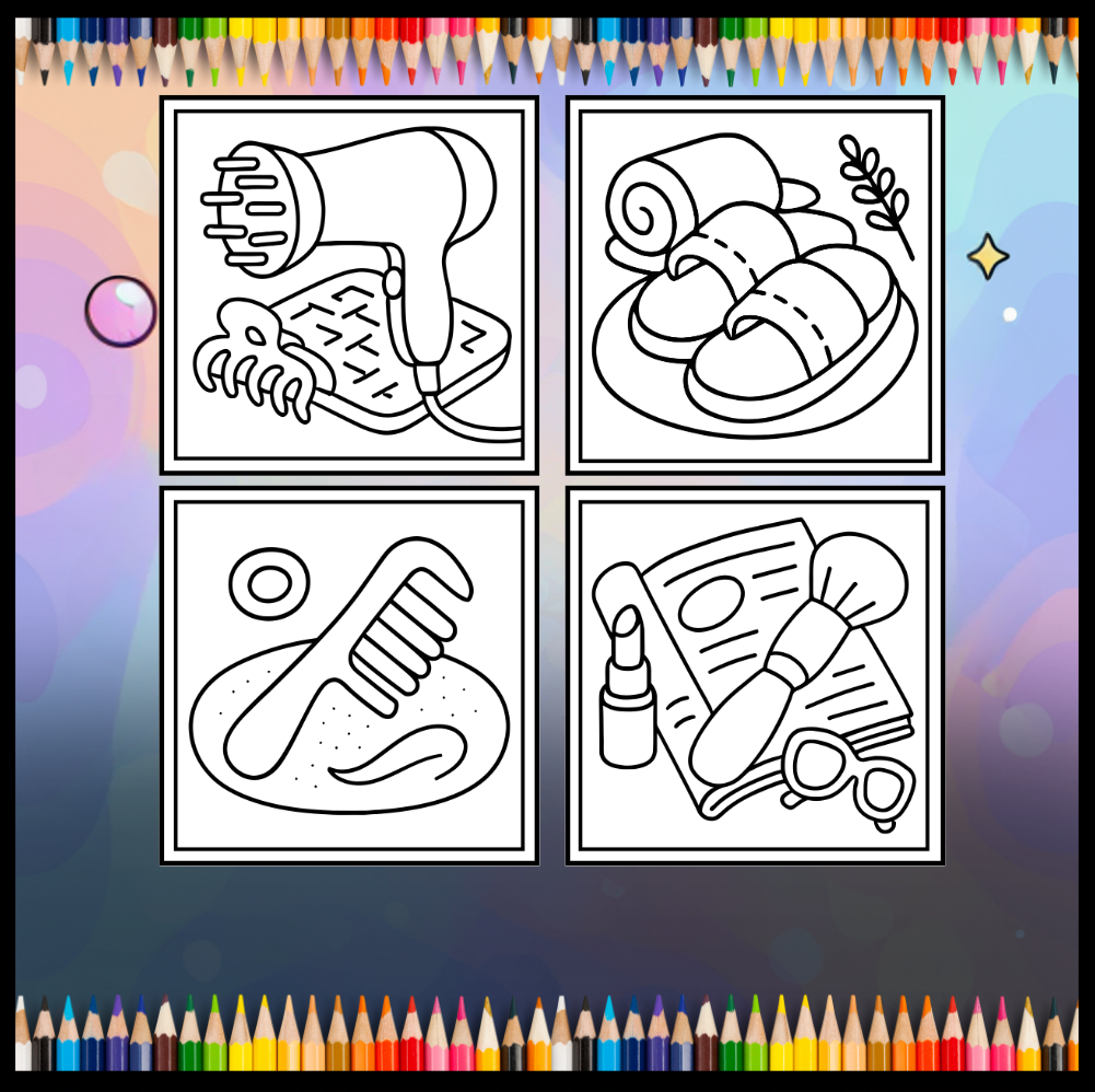 Cool Beauty Stuff Makeup Items Coloring Book for Women Mom Wife Girls Teens 50 Pages Bold and Easy Cozy Beauty Coloring Pages for Children