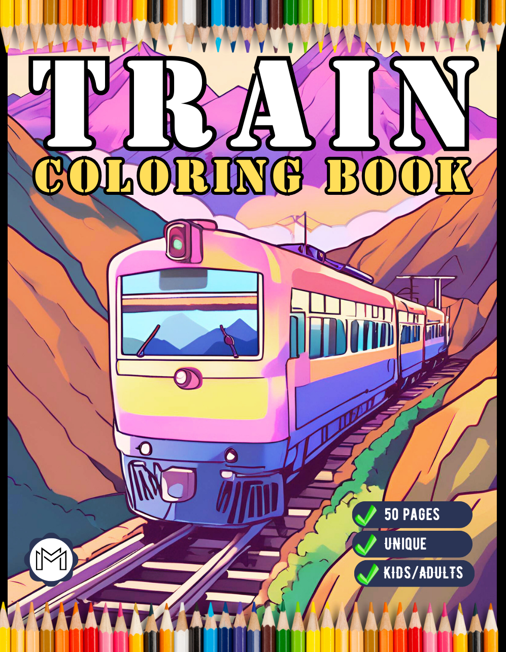 50 Pages Train Locomotive Enthusiasts Coloring Book Gift for Adults Kids Boys Girls Cute Freight Train Locomotive Lover Coloring Sheets