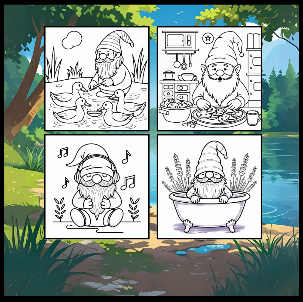 Cute Enchanted Gnome Coloring Pages Book Cozy and Comfy Garden Gnomes Coloring Book Gift for Adults Men Women Kids Young Boys Girls Teens